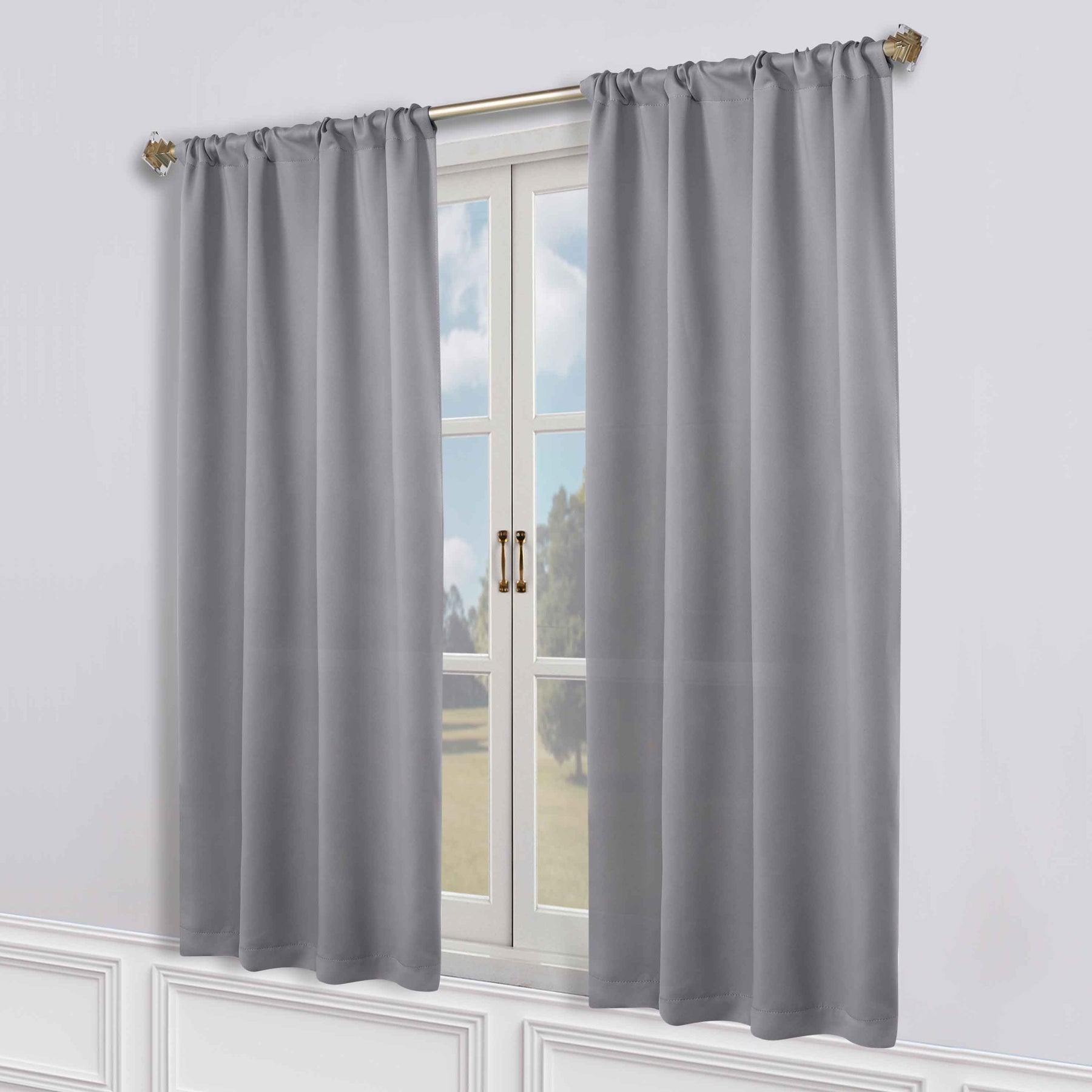 Solid Room Darkening Rod Pocket Blackout Curtain Panels, Set of 2