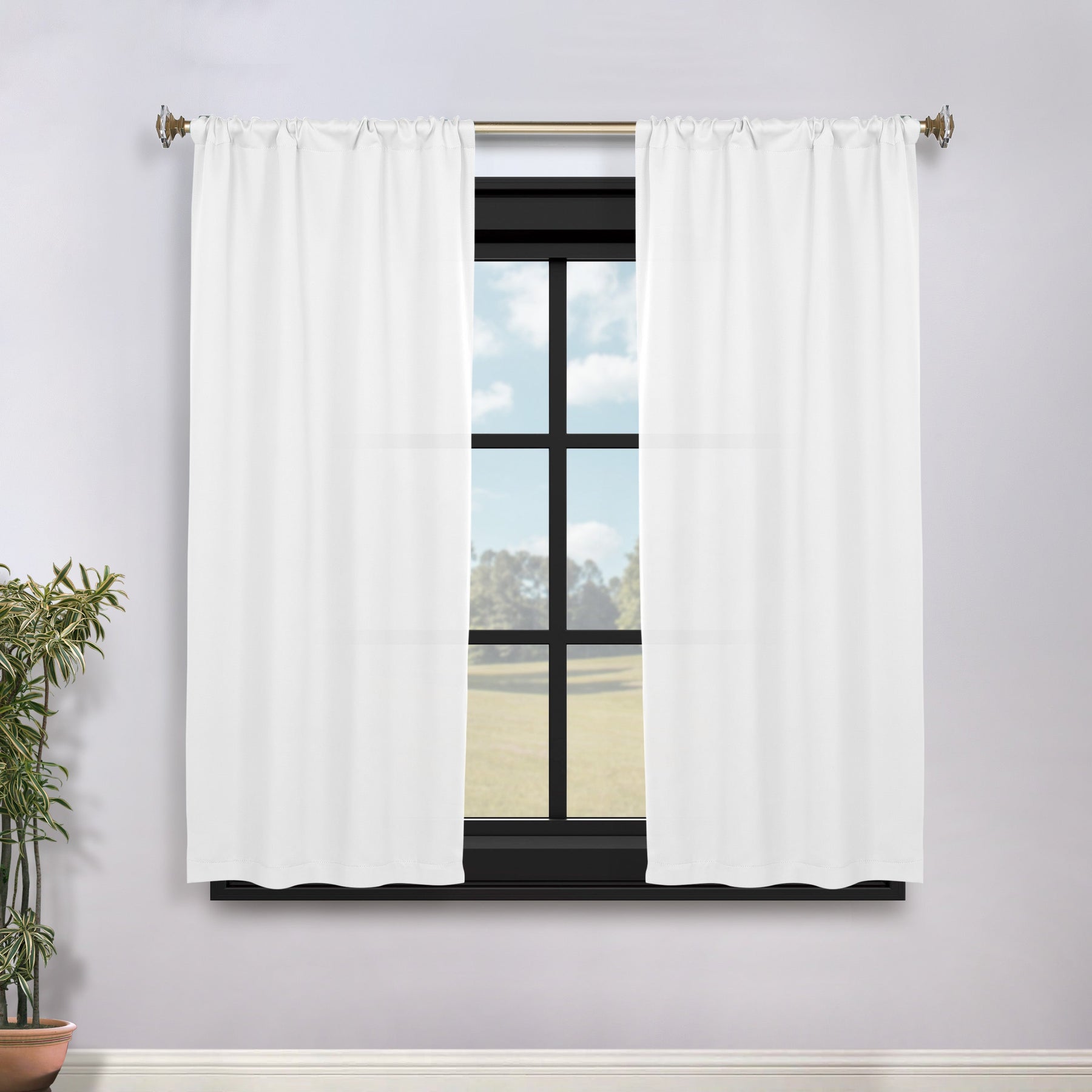 Solid Room Darkening Rod Pocket Blackout Curtain Panels, Set of 2