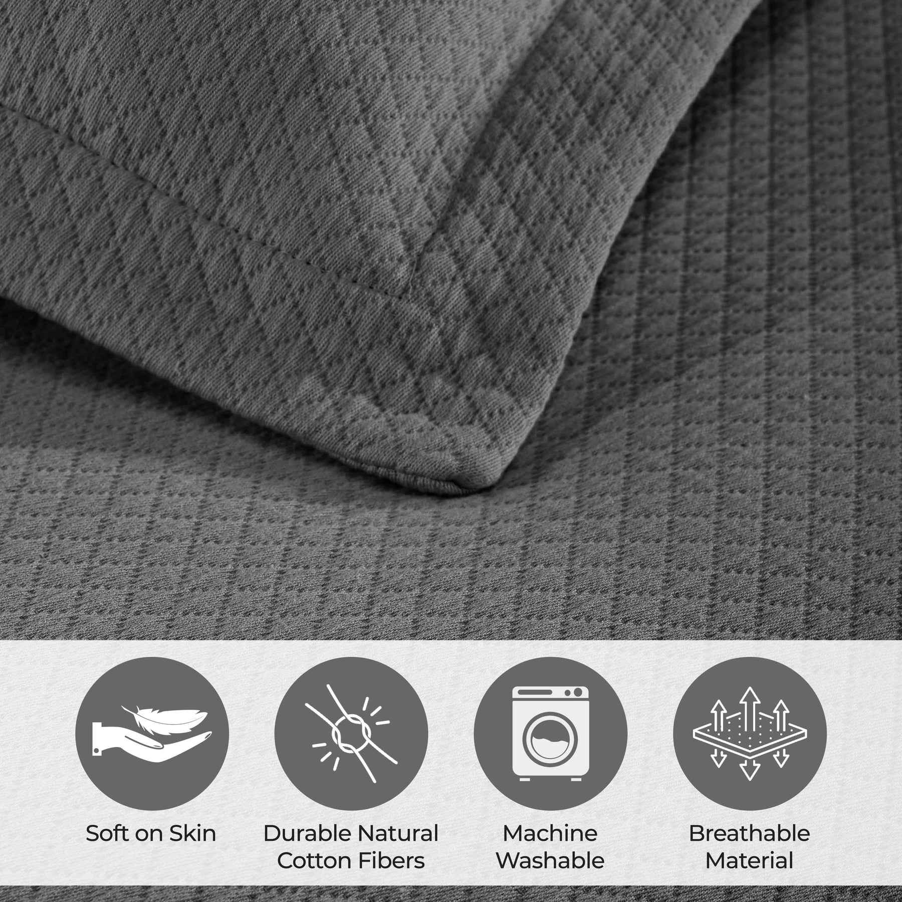 Solitaire Jacquard Matelassé Cotton Diamond Solitaire Bedspread Set
