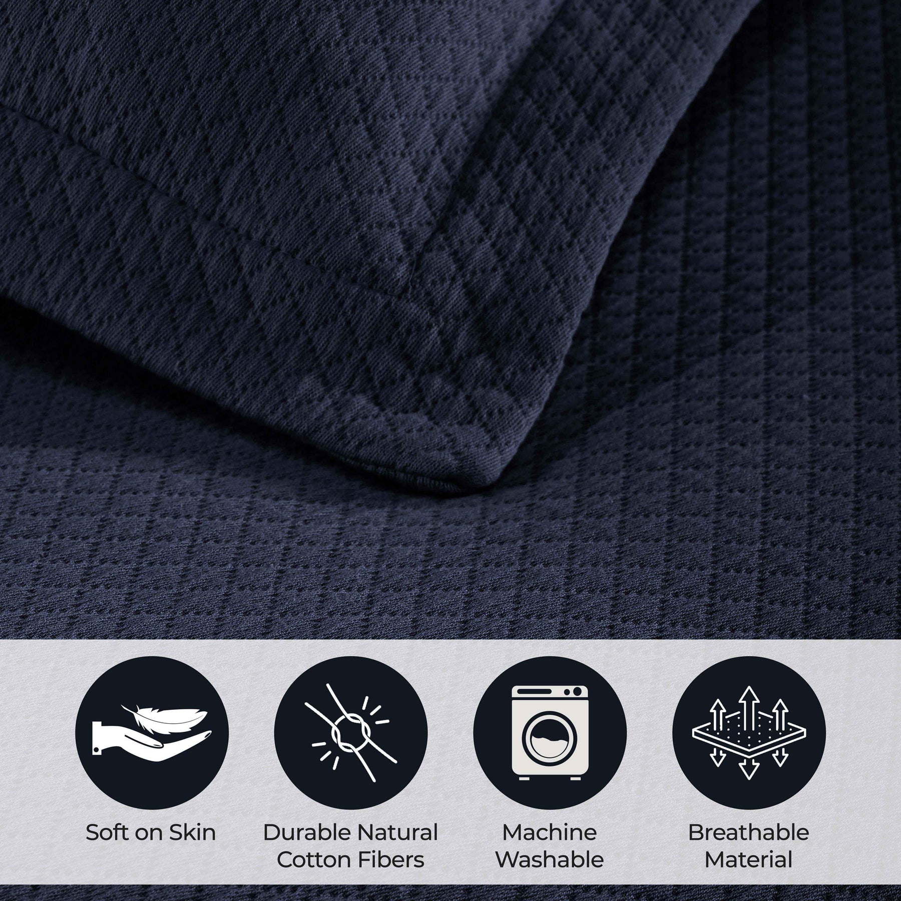 Solitaire Jacquard Matelassé Cotton Diamond Solitaire Bedspread Set