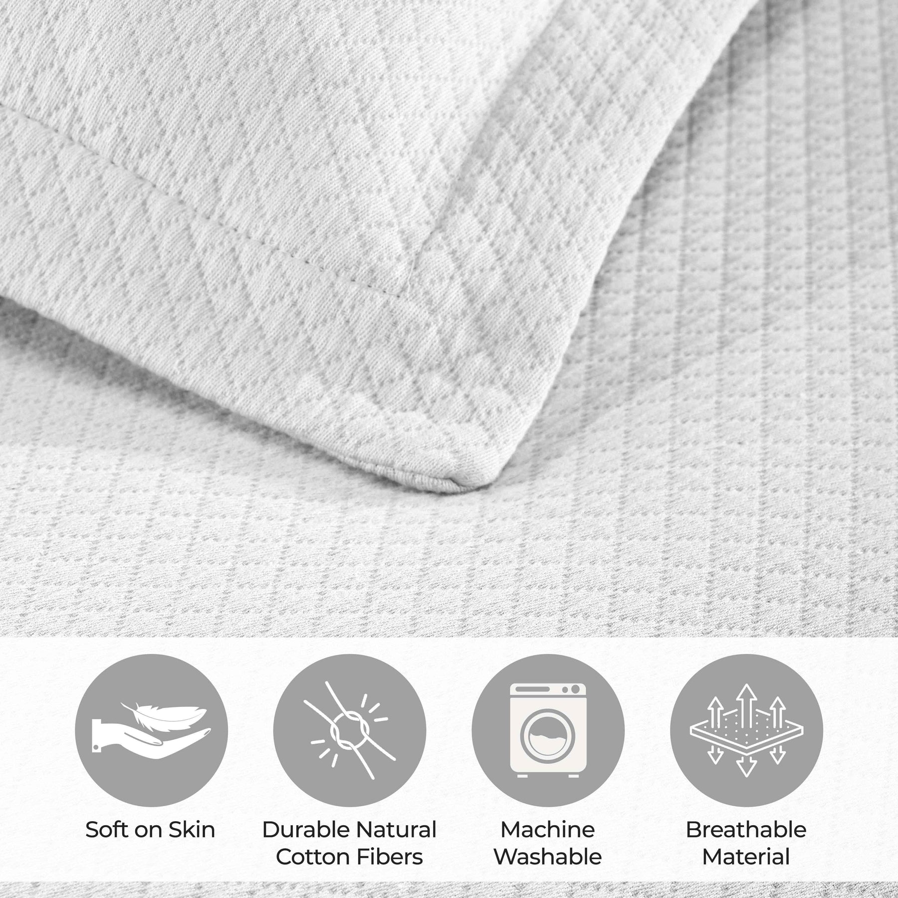 Solitaire Jacquard Matelassé Cotton Diamond Solitaire Bedspread Set