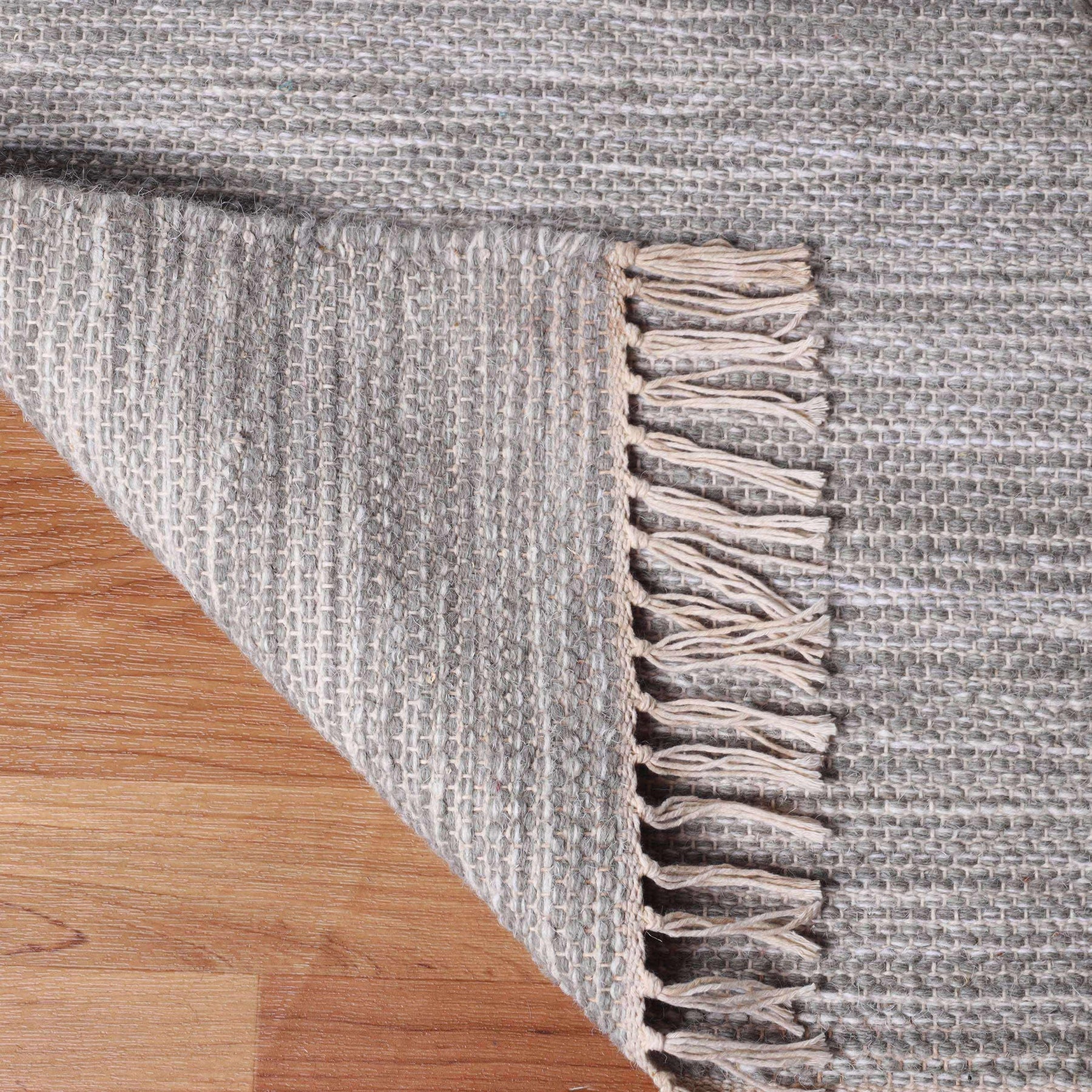 Southwestern Wool Abstract Line Geometric Fringe Area or Runner Rug
