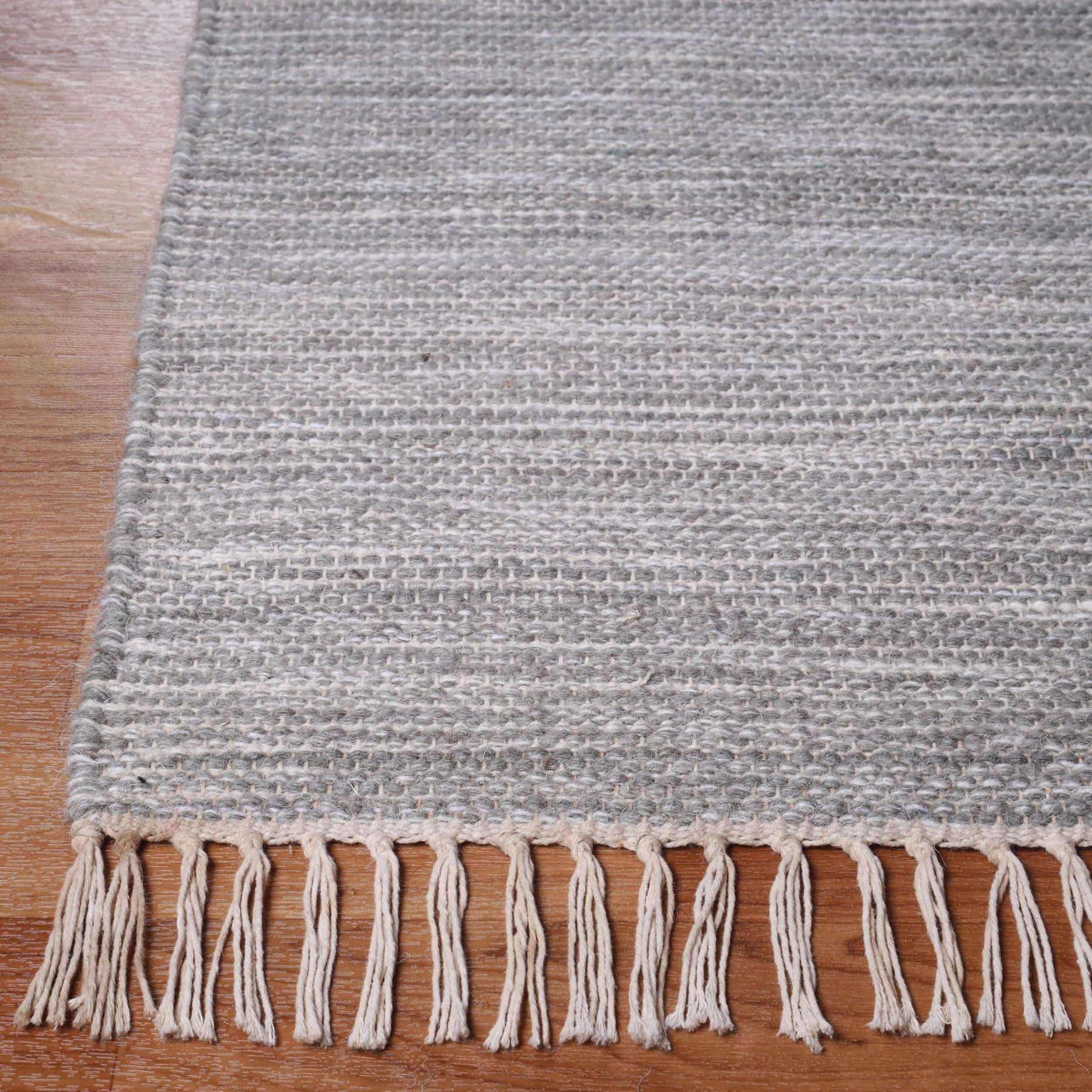 Southwestern Wool Abstract Line Geometric Fringe Area or Runner Rug