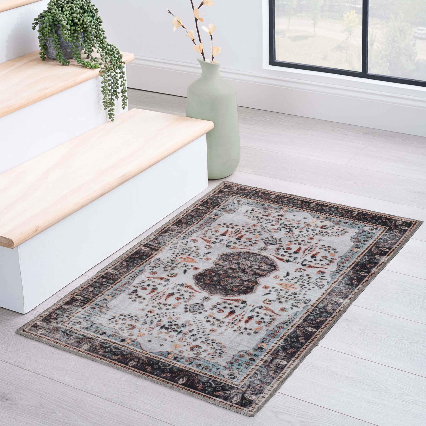 Sparrow Classic Medallion Washable Indoor Area Rug or Runner