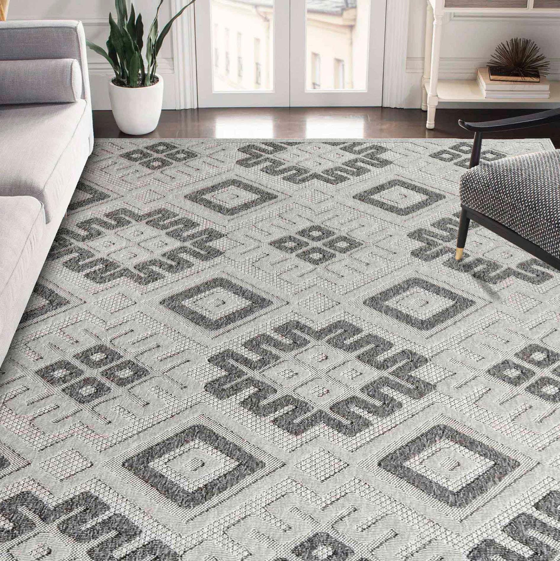 Sterling Modern Geometric Diamonds Indoor/Outdoor Area Rug