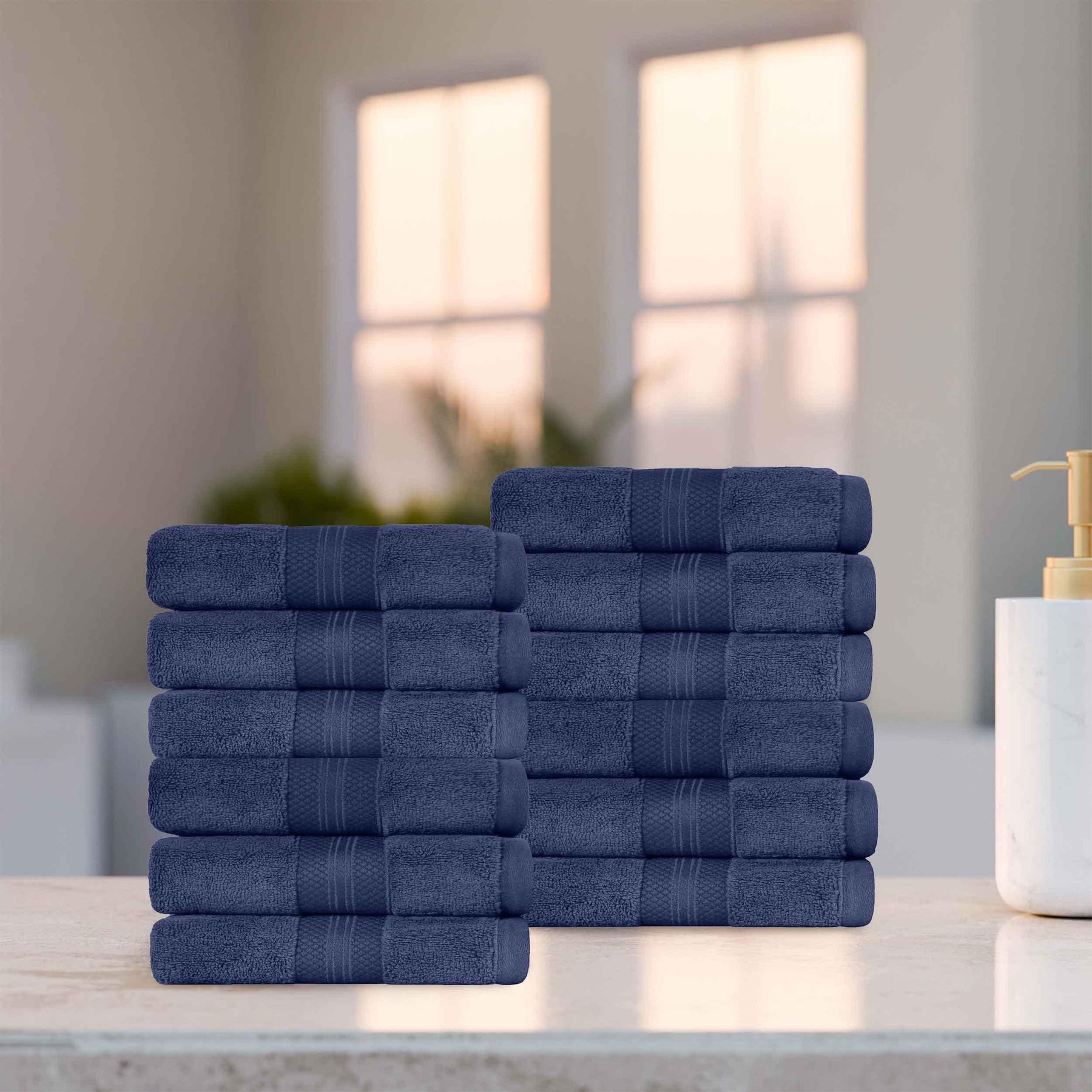 Superior Premium Turkish Cotton 12-Piece Face Towel Set
