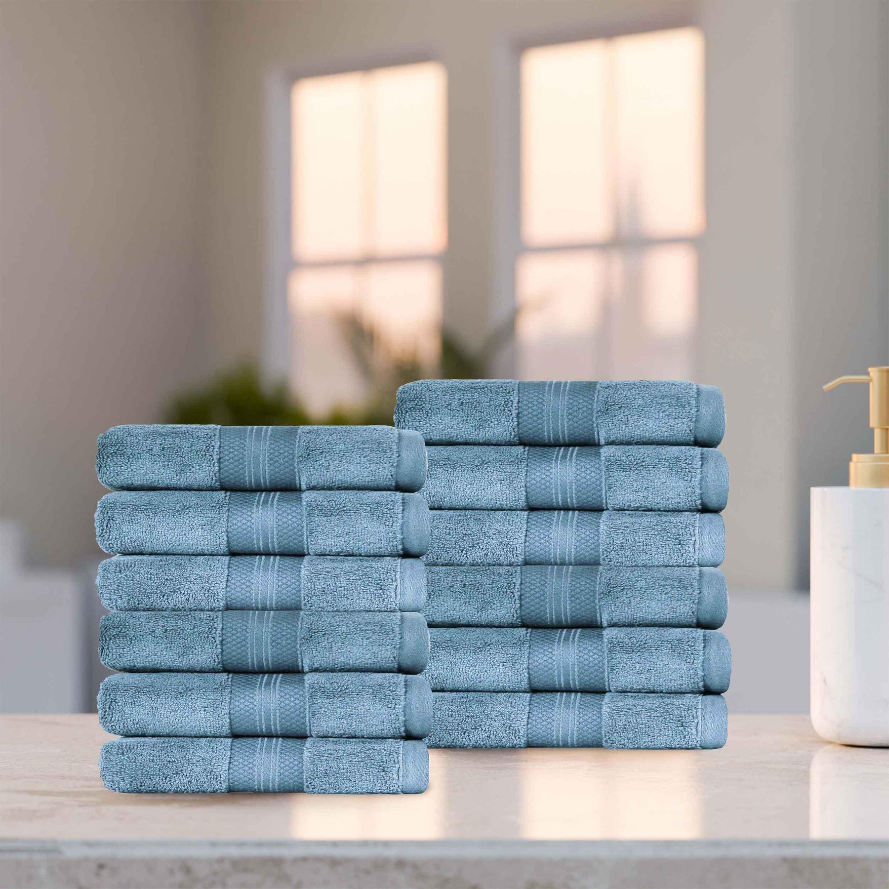 Superior Premium Turkish Cotton 12-Piece Face Towel Set