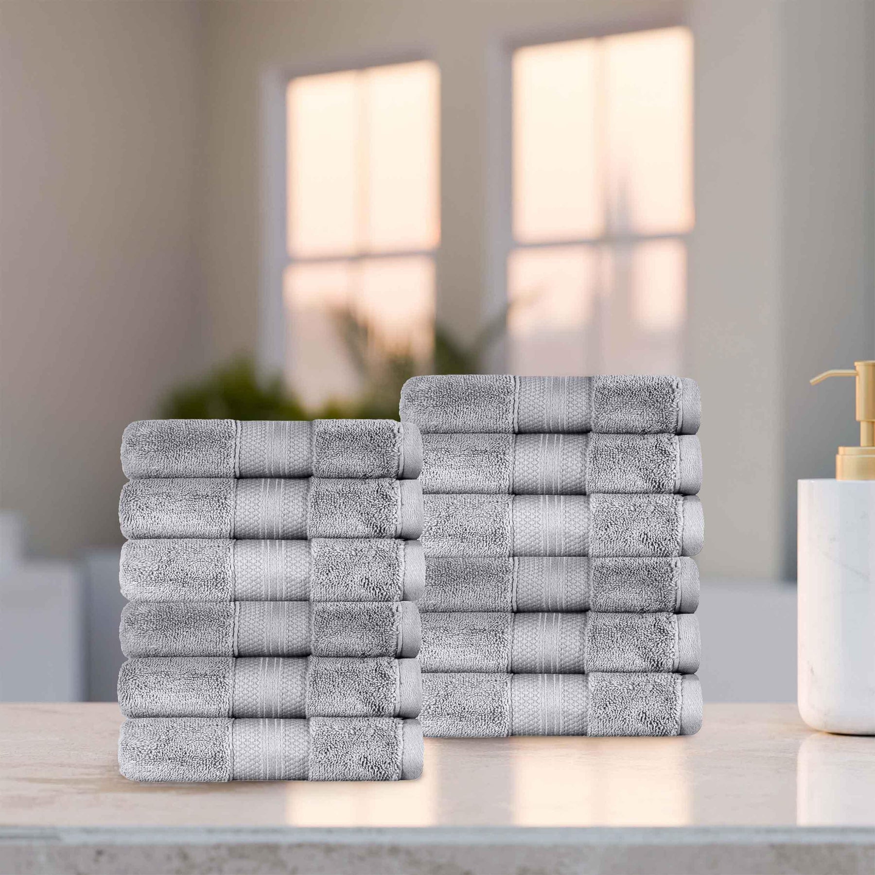 Superior Premium Turkish Cotton 12-Piece Face Towel Set