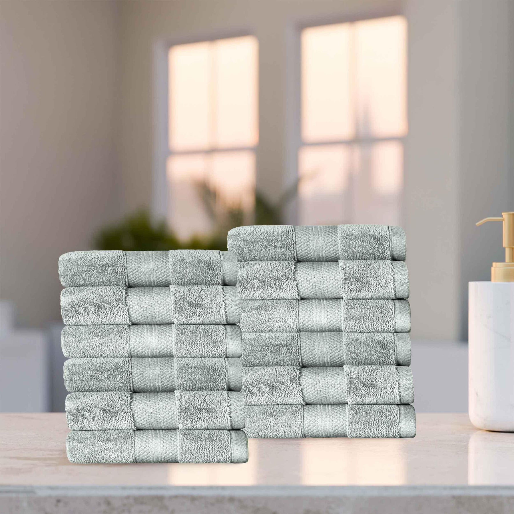 Superior Premium Turkish Cotton 12-Piece Face Towel Set