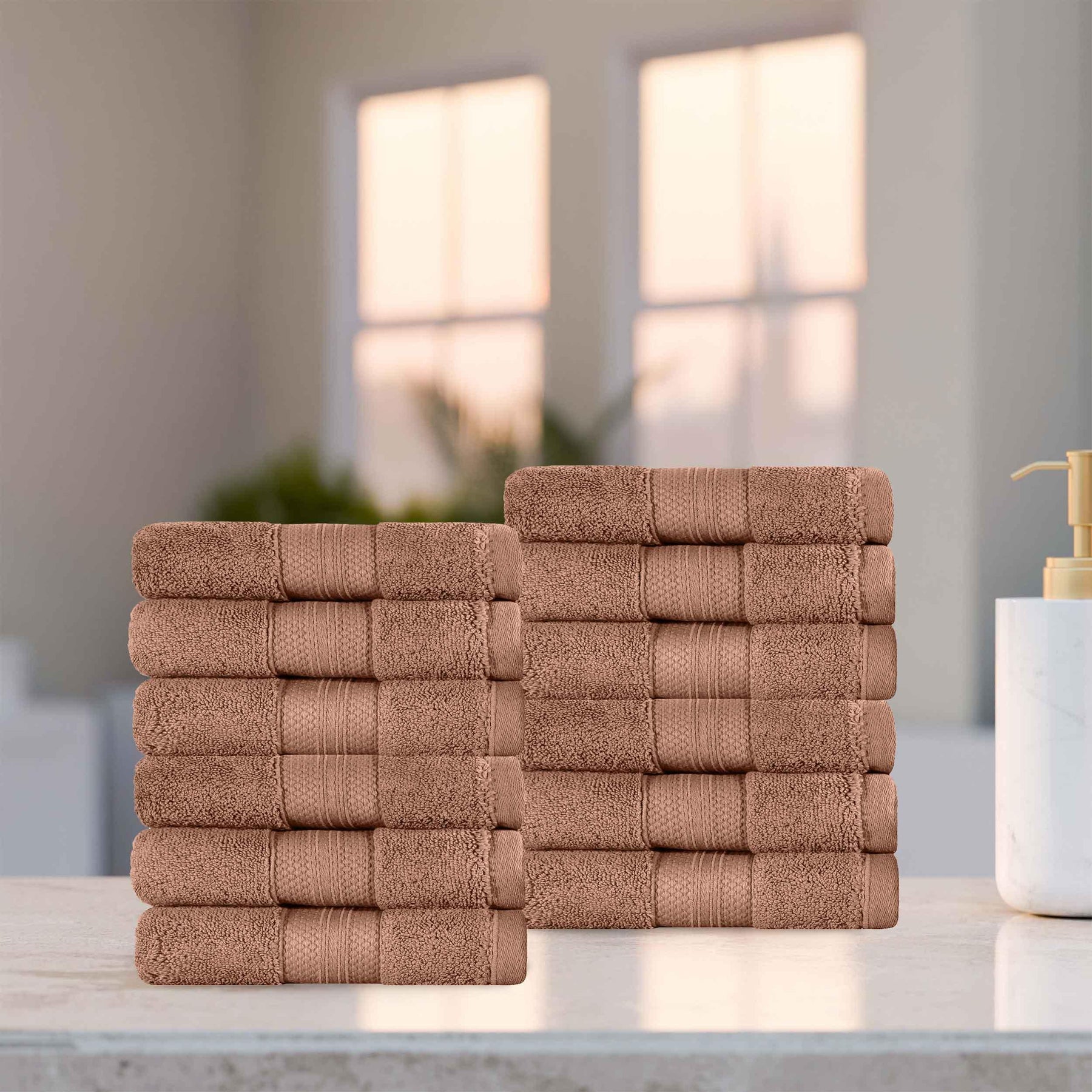 Superior Premium Turkish Cotton 12-Piece Face Towel Set