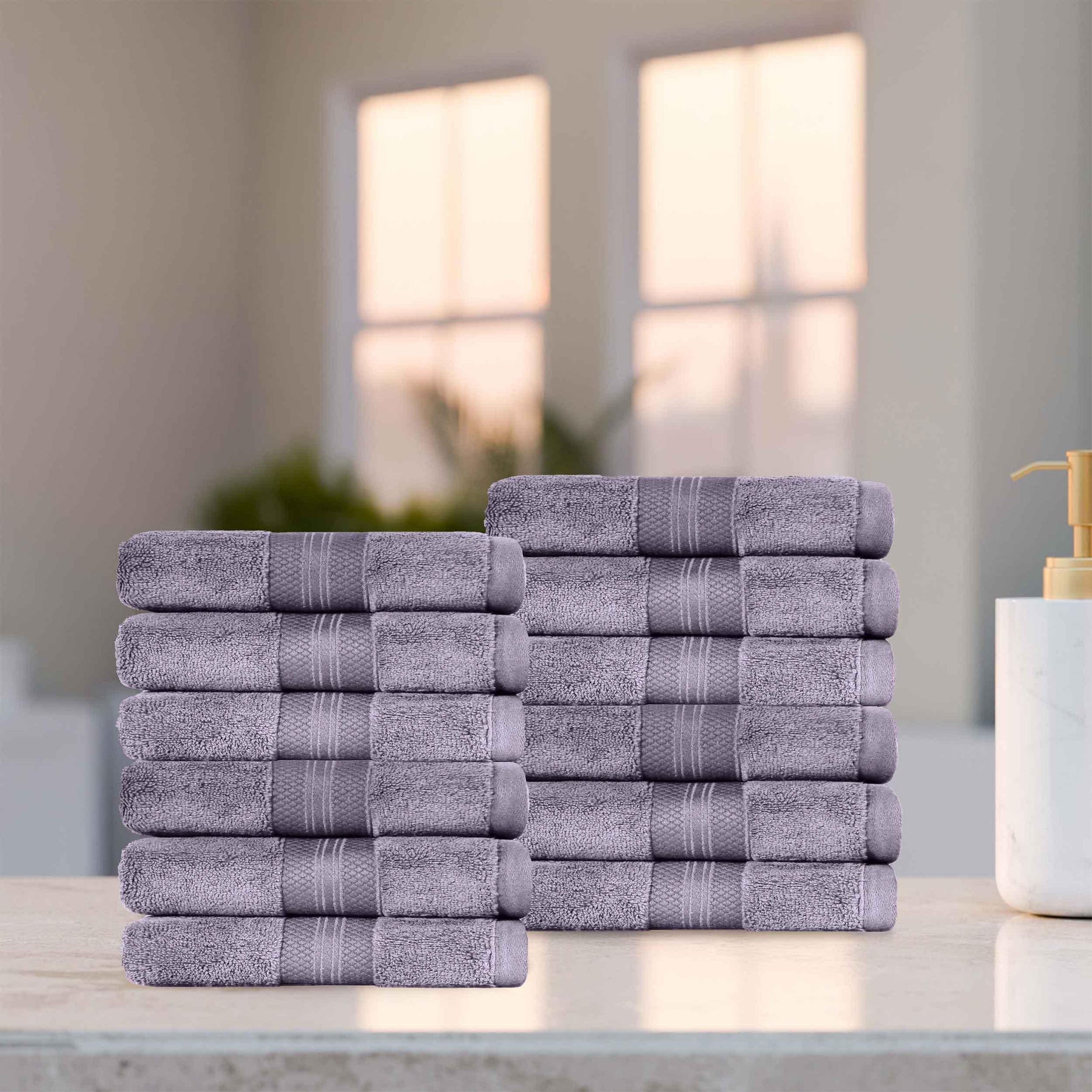 Superior Premium Turkish Cotton 12-Piece Face Towel Set