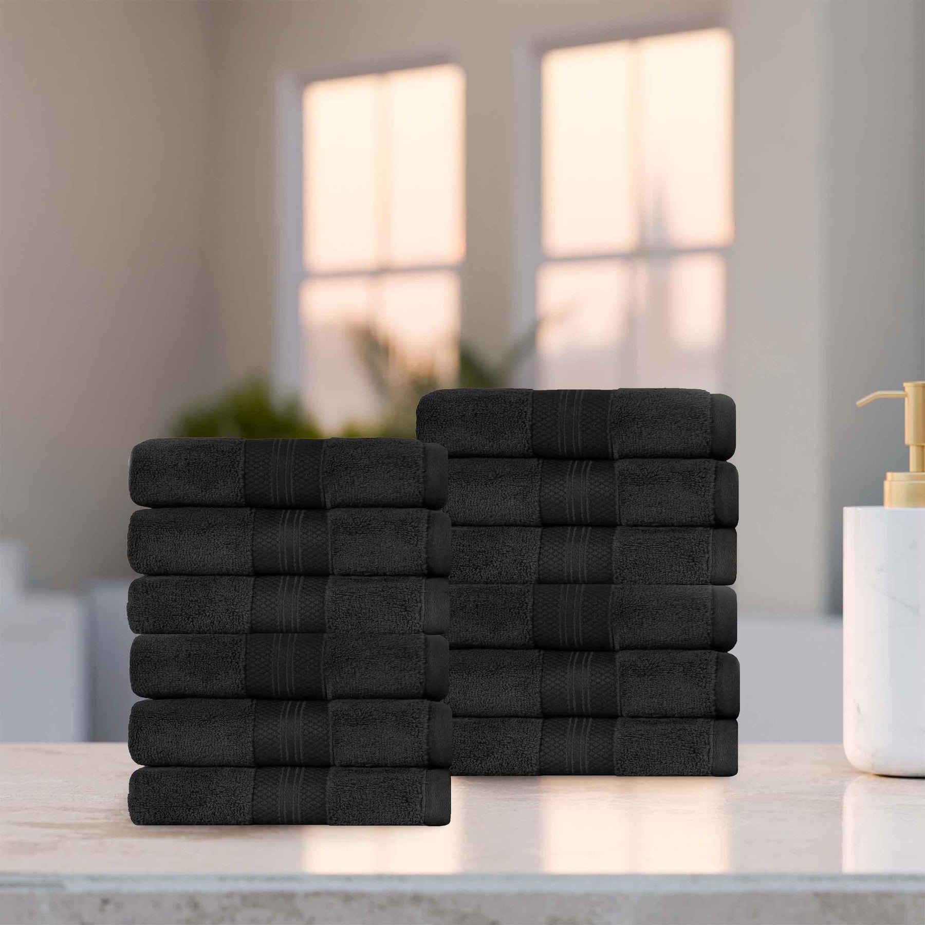 Superior Premium Turkish Cotton 12-Piece Face Towel Set