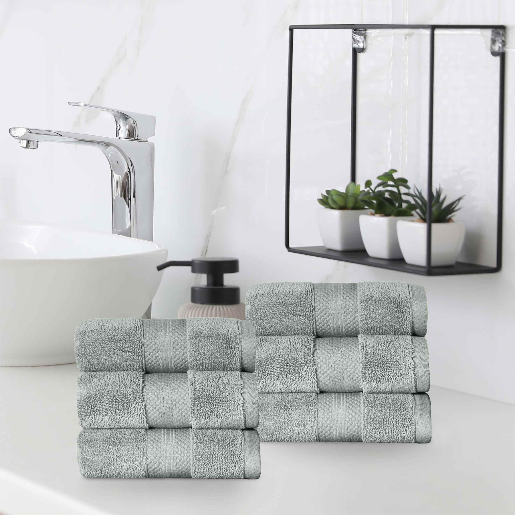 Superior Premium Turkish Cotton 6-Piece Hand Towel Set