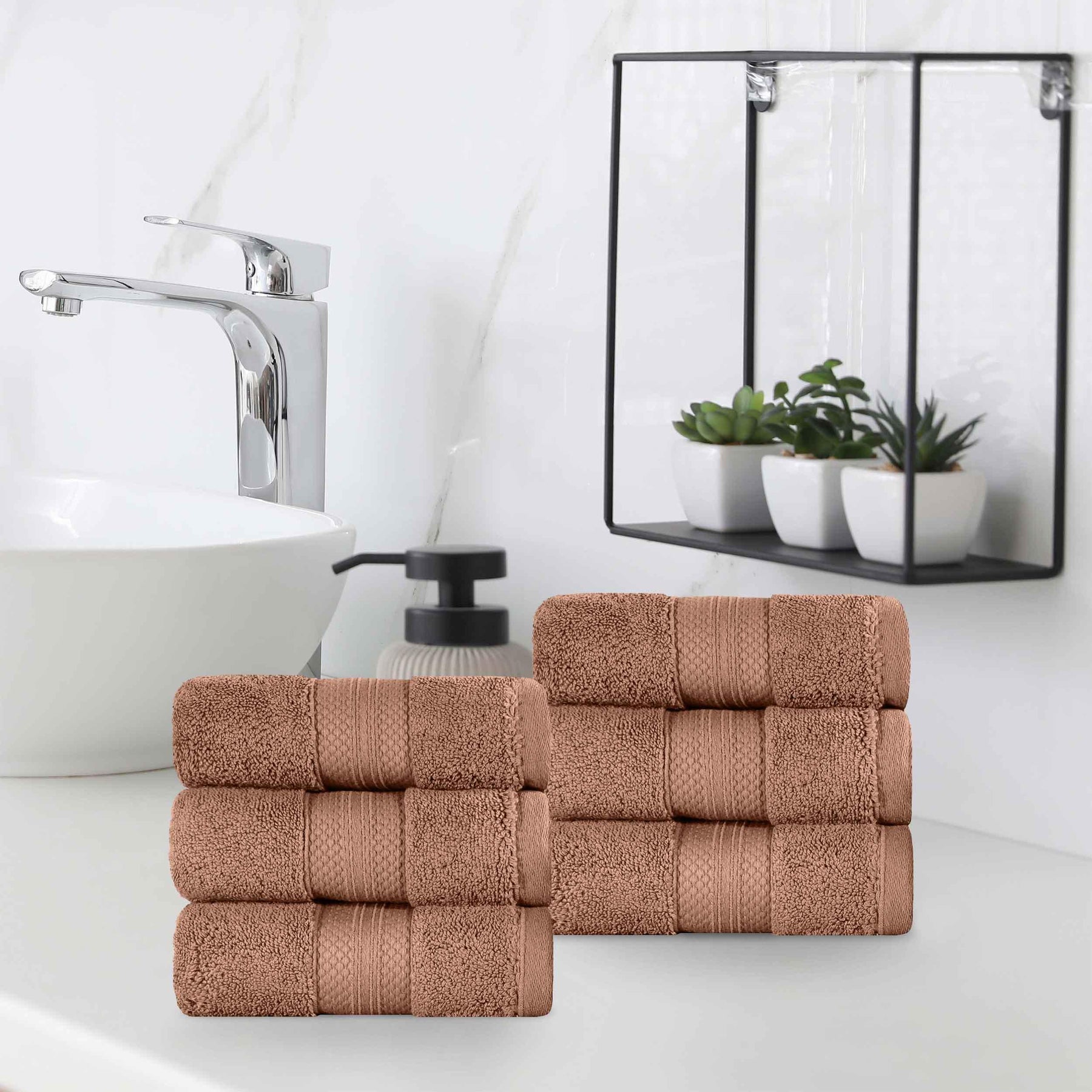 Superior Premium Turkish Cotton 6-Piece Hand Towel Set