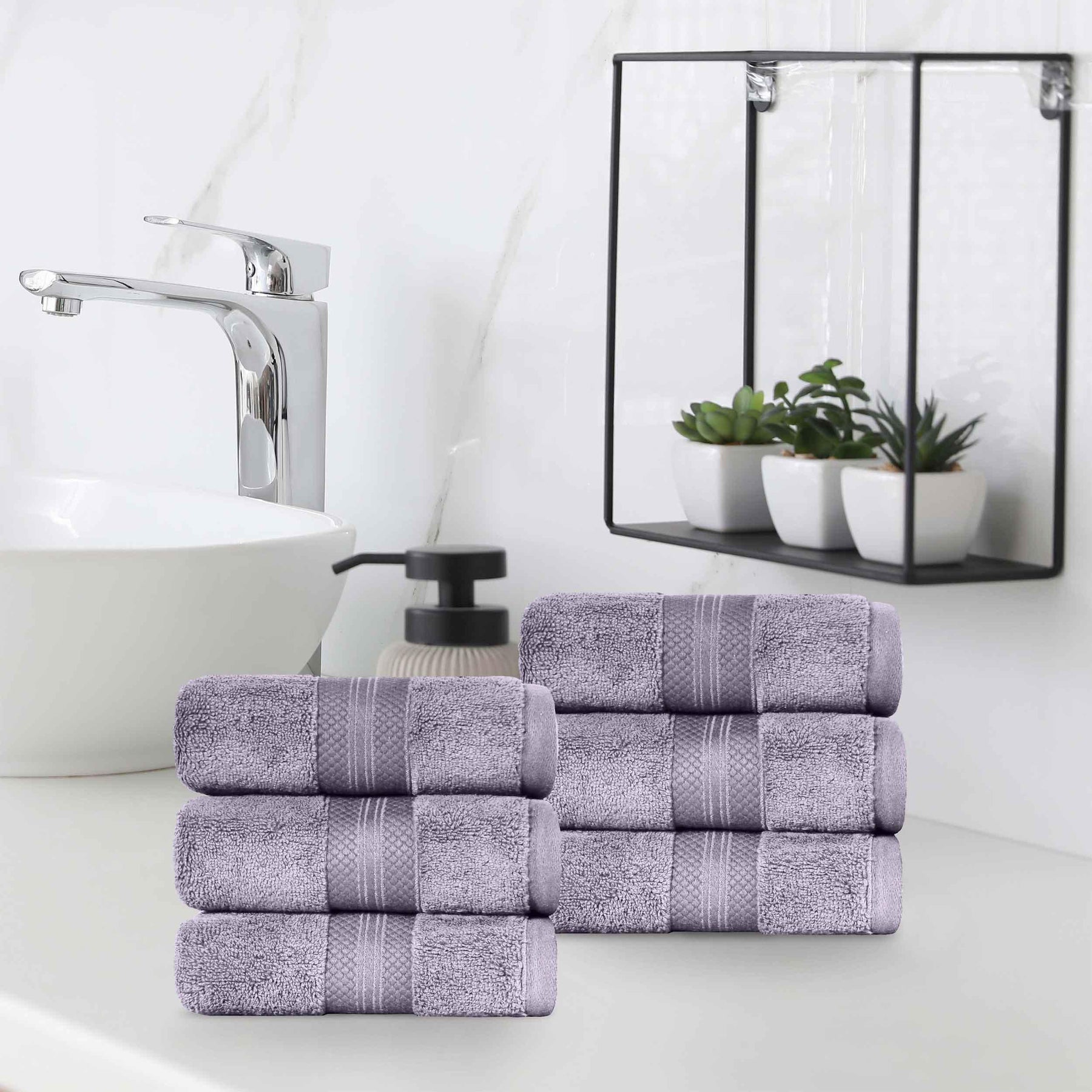 Superior Premium Turkish Cotton 6-Piece Hand Towel Set