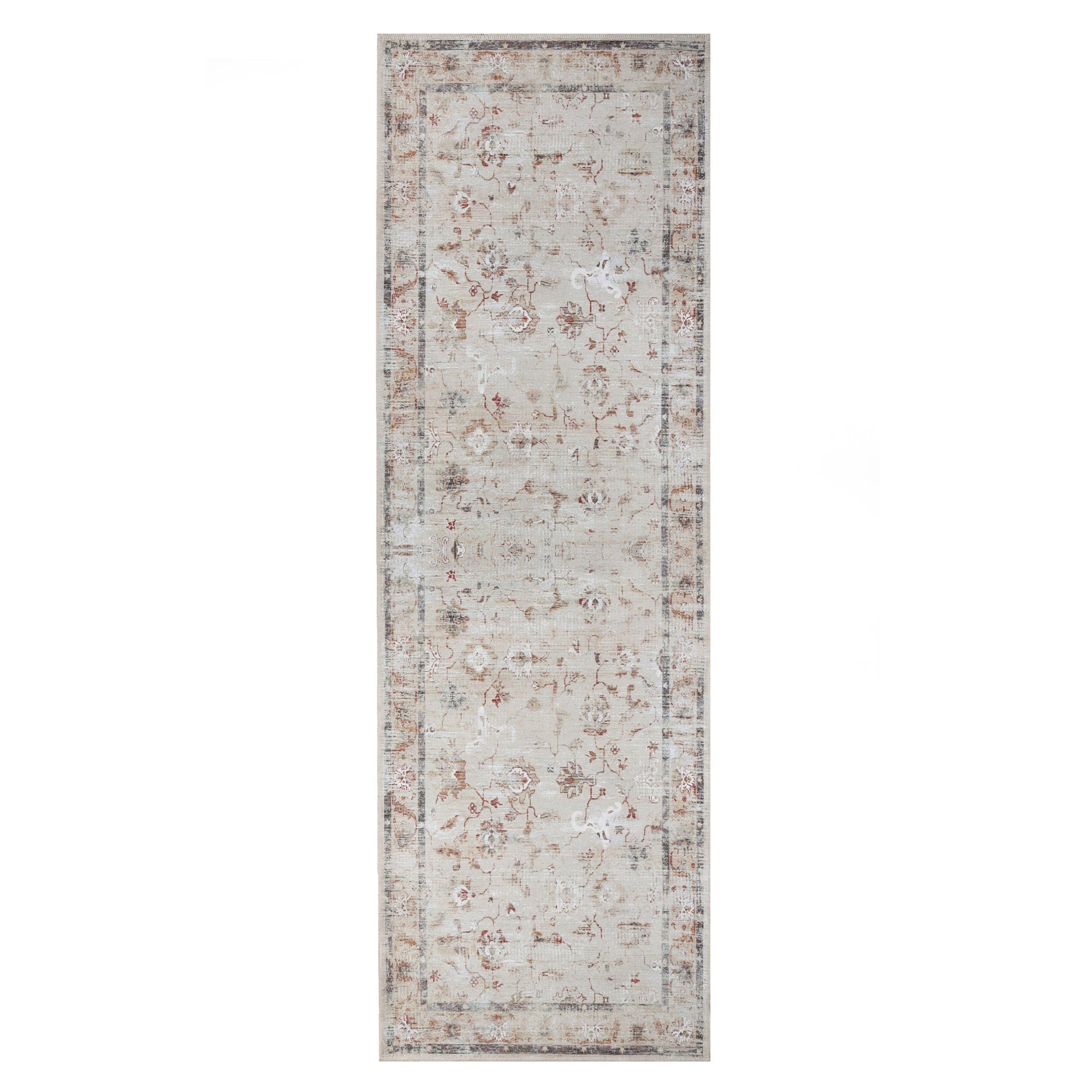 Swan Floral Scroll Non-Slip Washable Indoor Area Rug or Runner Rug