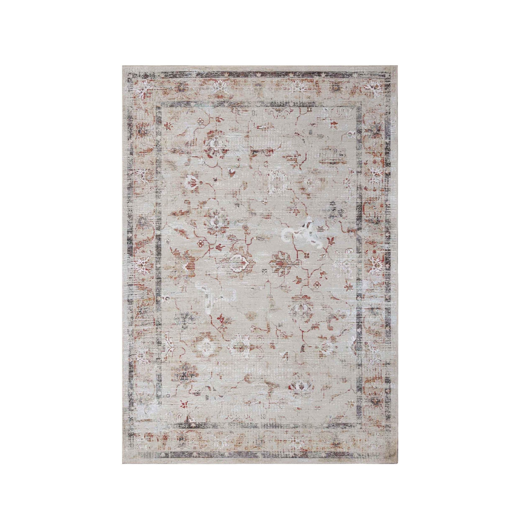 Swan Floral Scroll Non-Slip Washable Indoor Area Rug or Runner Rug