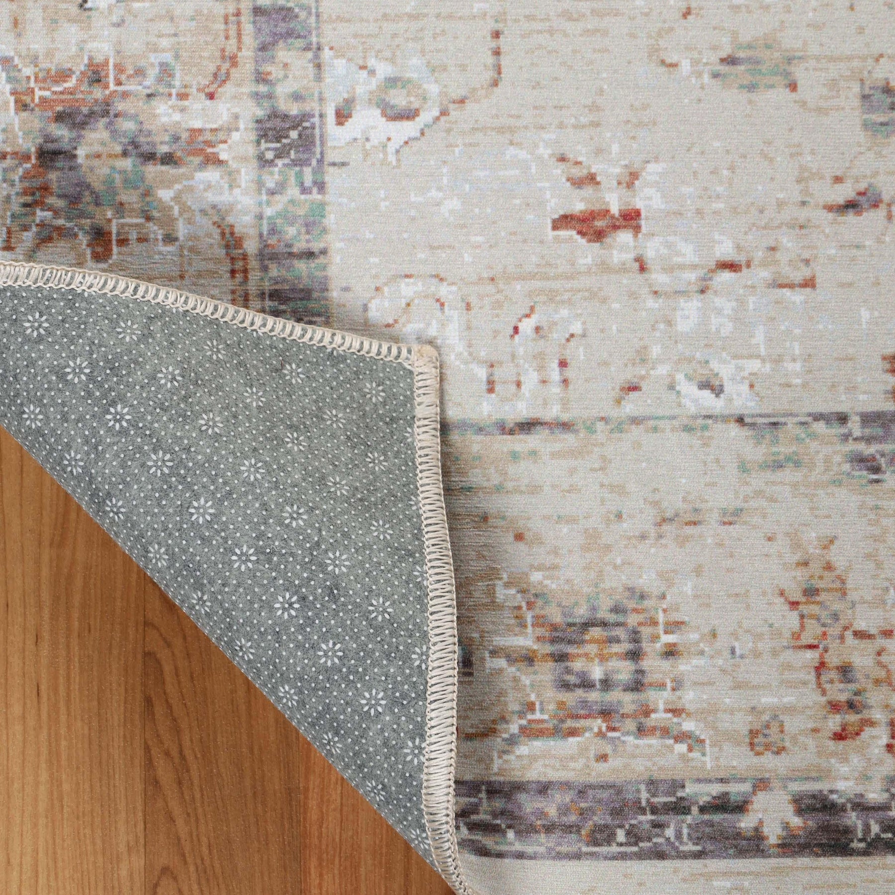 Swan Floral Scroll Non-Slip Washable Indoor Area Rug or Runner Rug