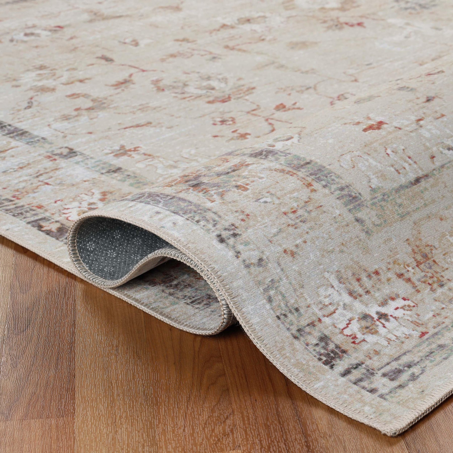 Swan Floral Scroll Non-Slip Washable Indoor Area Rug or Runner Rug