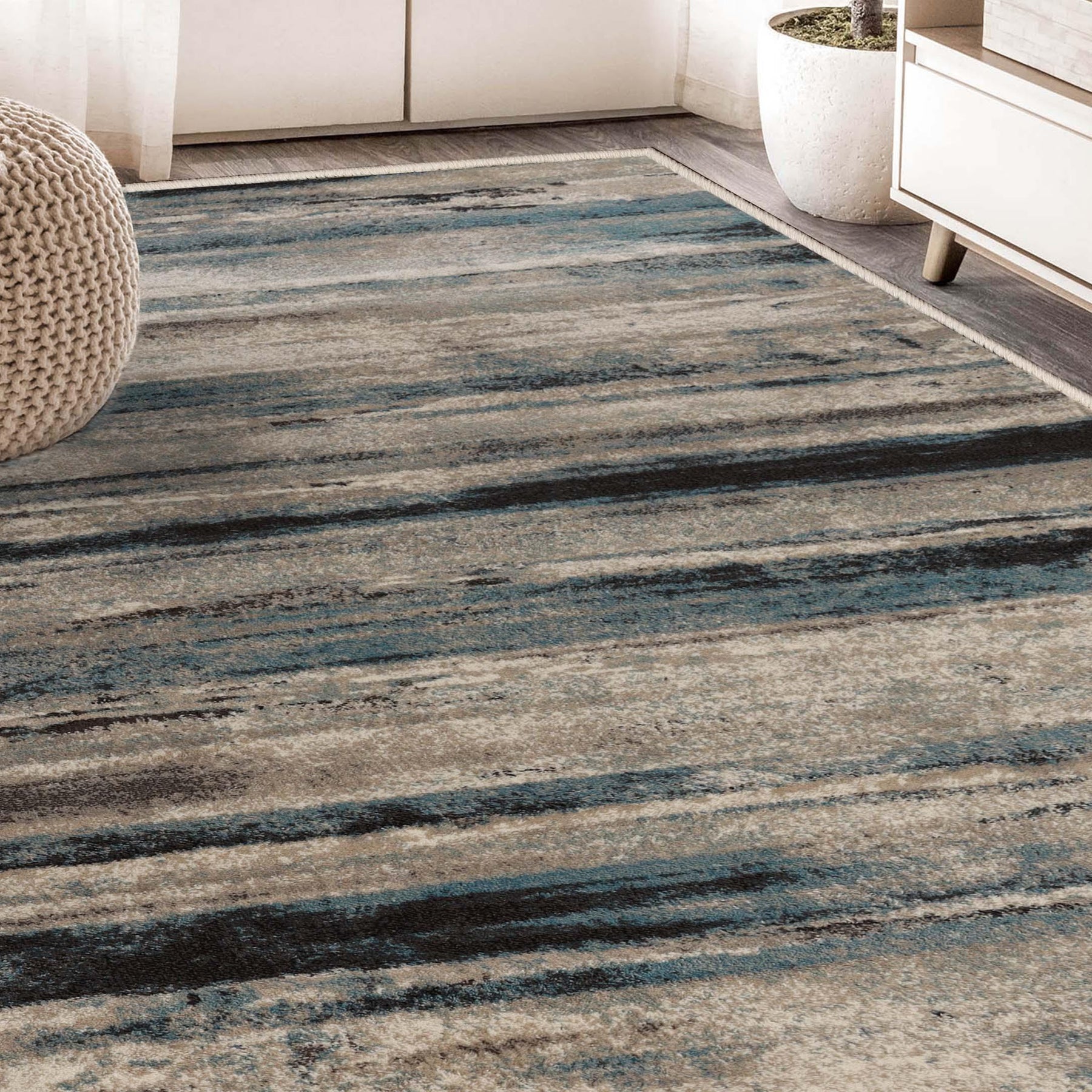 Taia Abstract Striped Indoor Area Rugs or Runner Rug