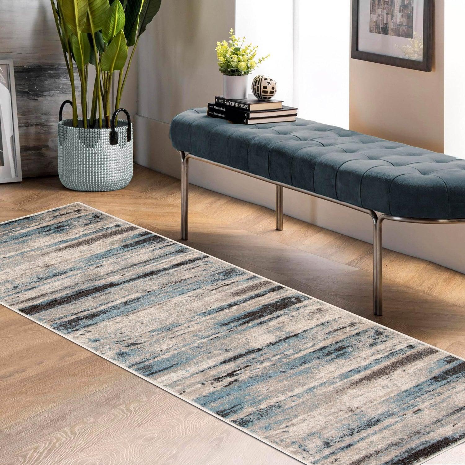 Taia Abstract Striped Indoor Area Rugs or Runner Rug