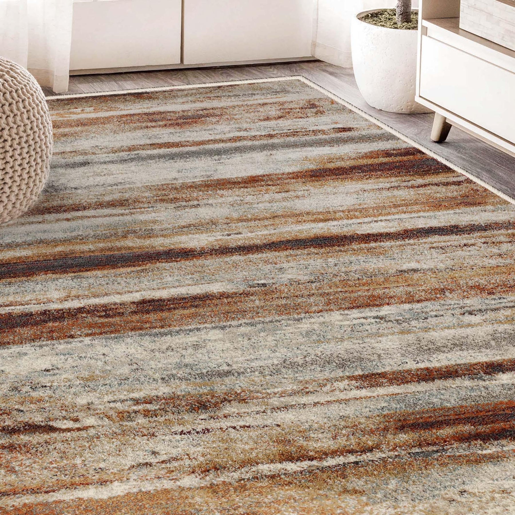 Taia Abstract Striped Indoor Area Rugs or Runner Rug