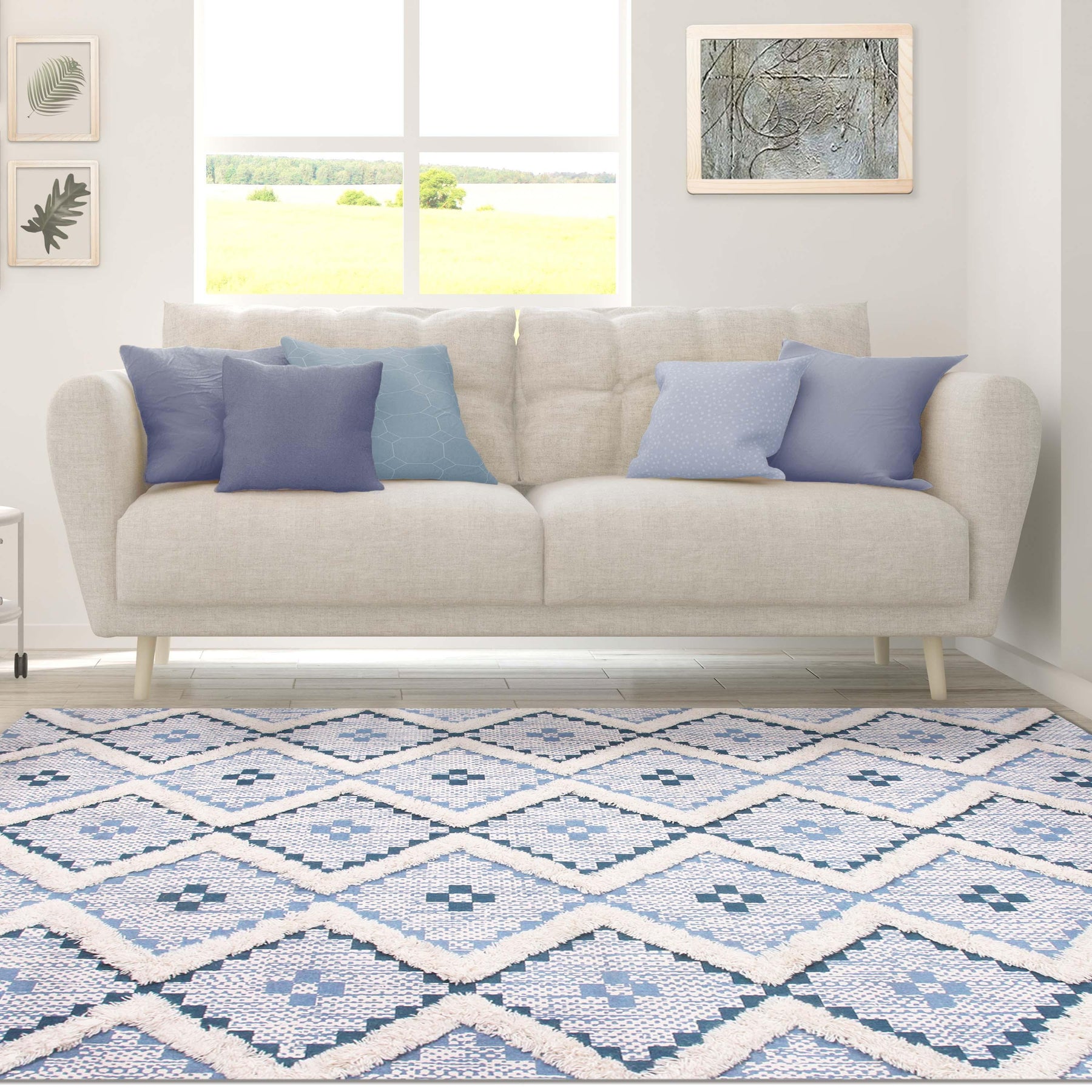 Taluah Cotton Wool Blend Geometric Indoor Area Rug Or Door Mat