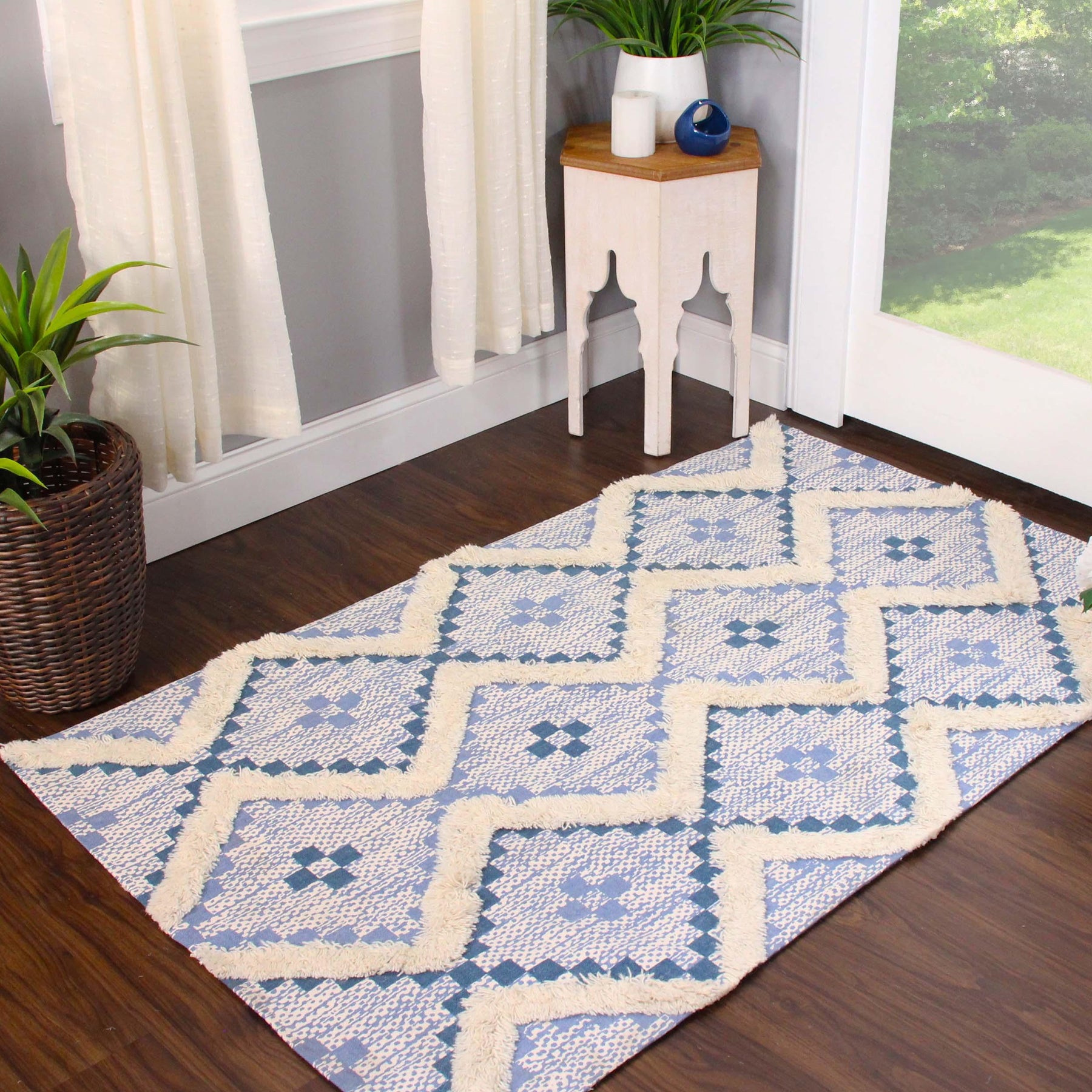 Taluah Cotton Wool Blend Geometric Indoor Area Rug Or Door Mat