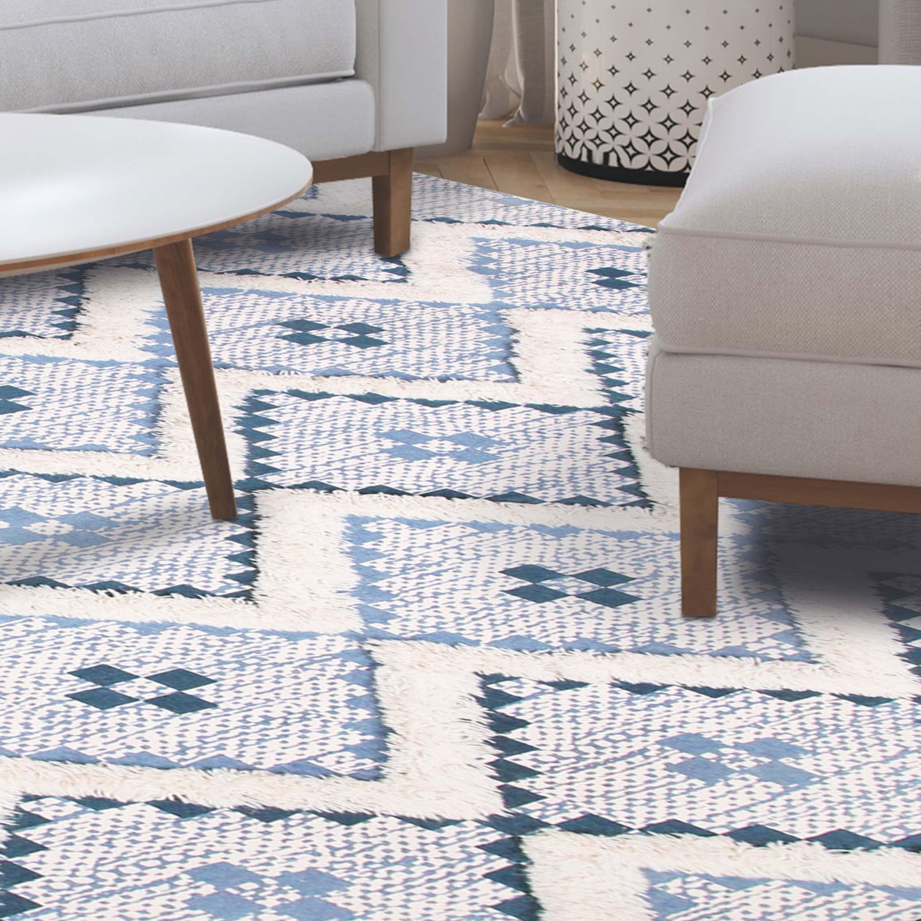 Taluah Cotton Wool Blend Geometric Indoor Area Rug Or Door Mat