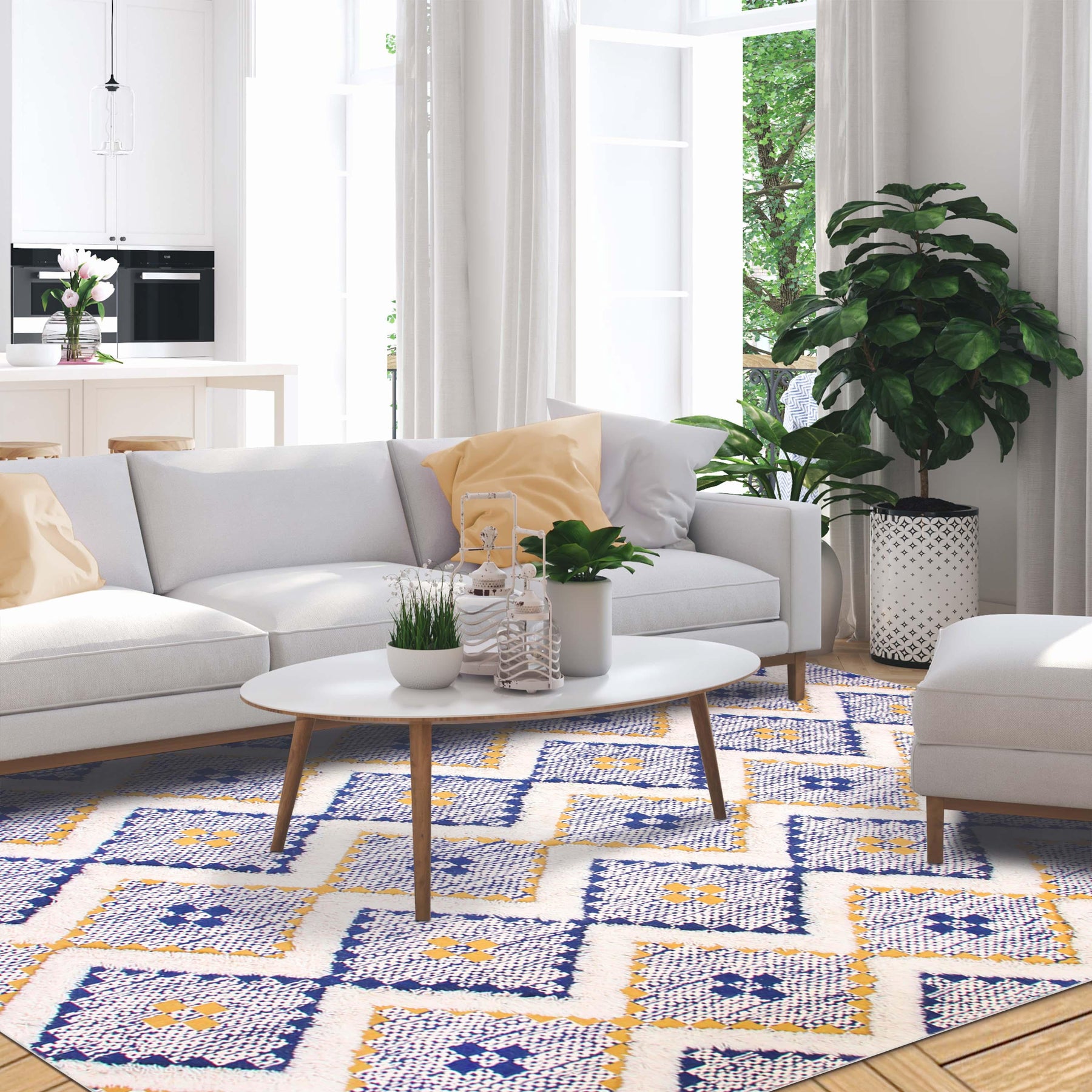 Taluah Cotton Wool Blend Geometric Indoor Area Rug Or Door Mat