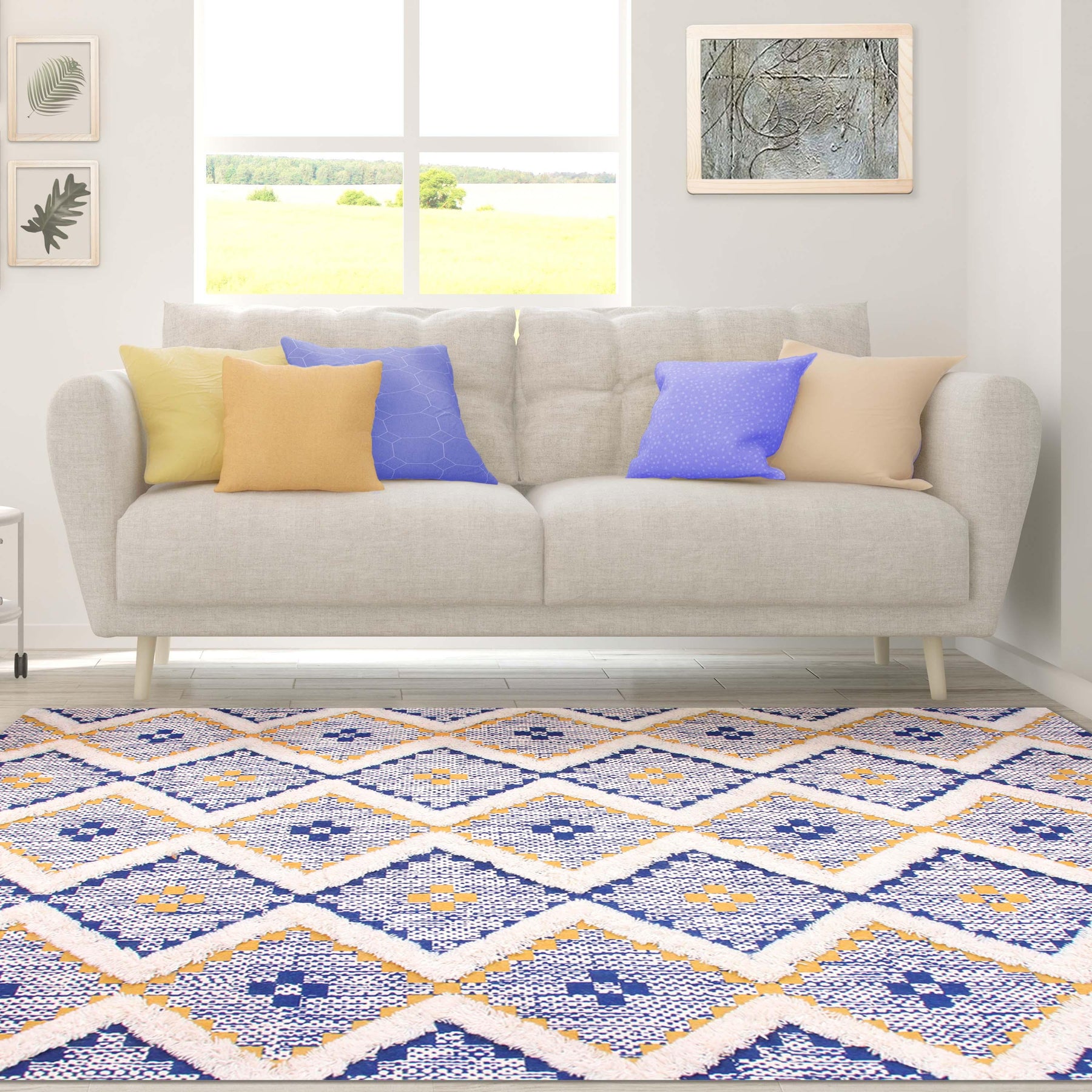 Taluah Cotton Wool Blend Geometric Indoor Area Rug Or Door Mat