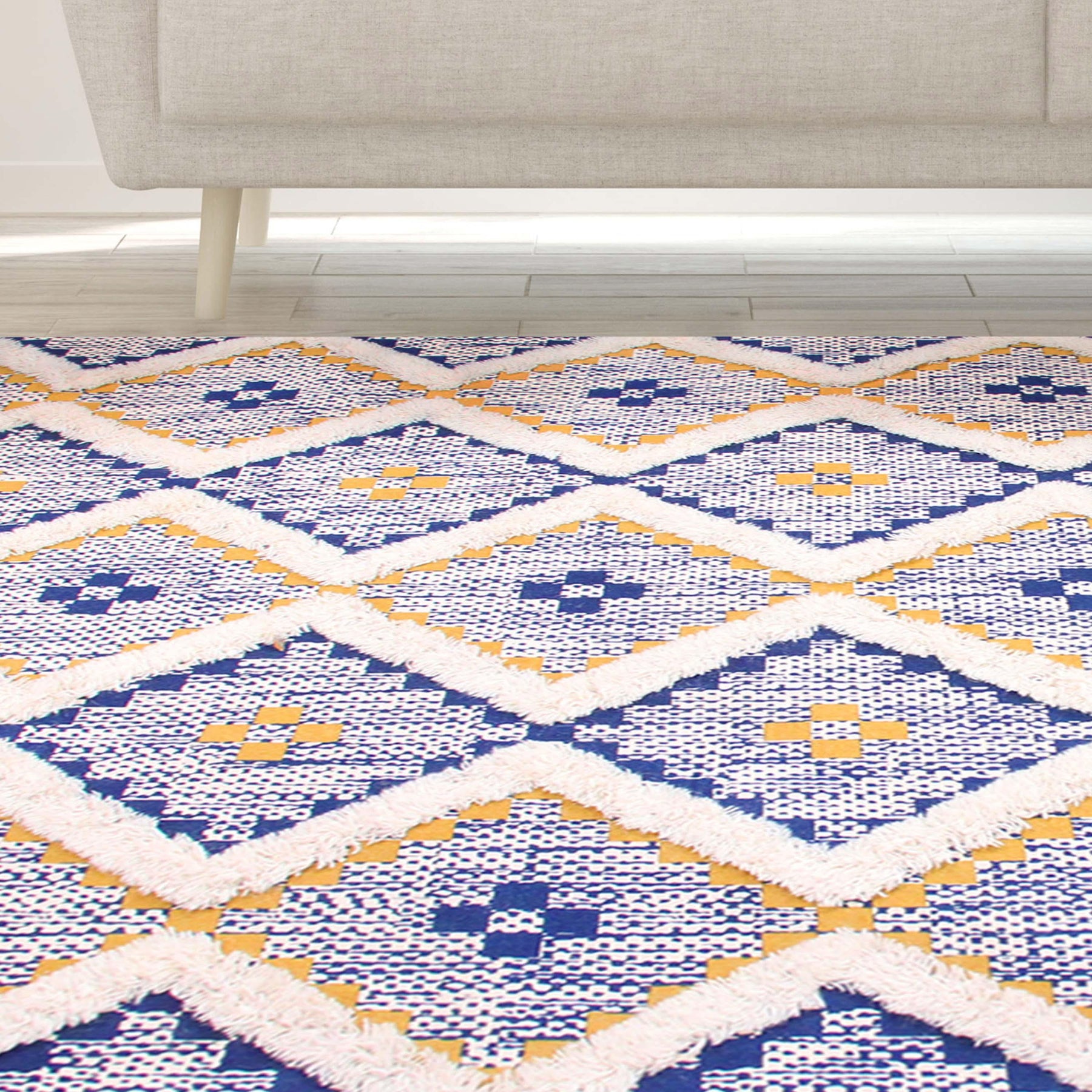 Taluah Cotton Wool Blend Geometric Indoor Area Rug Or Door Mat