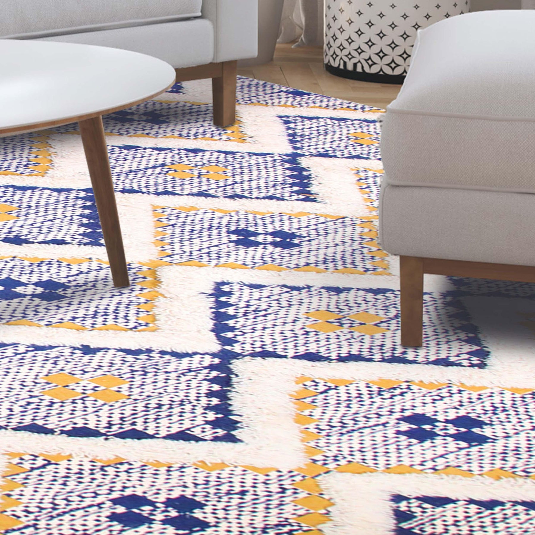 Taluah Cotton Wool Blend Geometric Indoor Area Rug Or Door Mat
