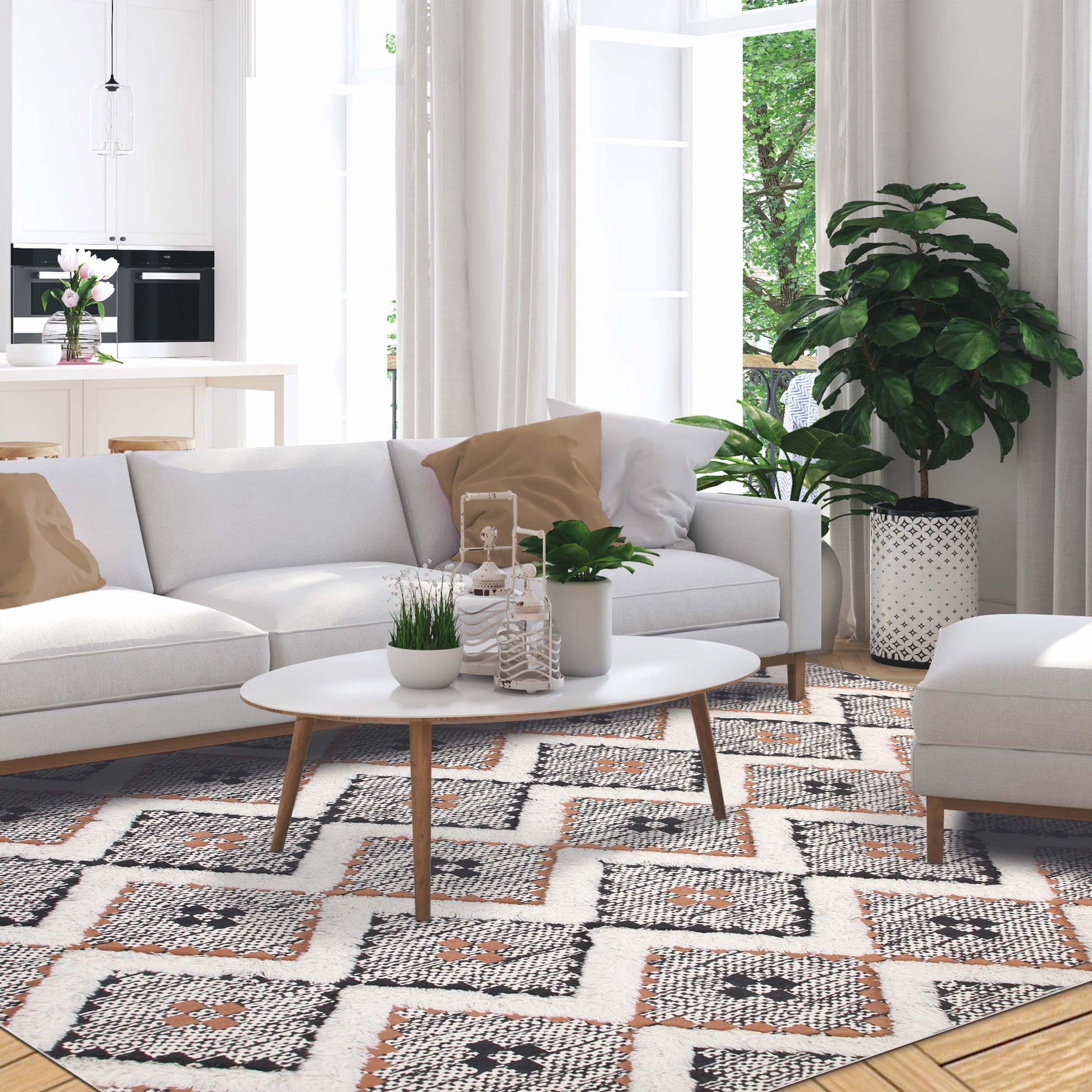Taluah Cotton Wool Blend Geometric Indoor Area Rug Or Door Mat