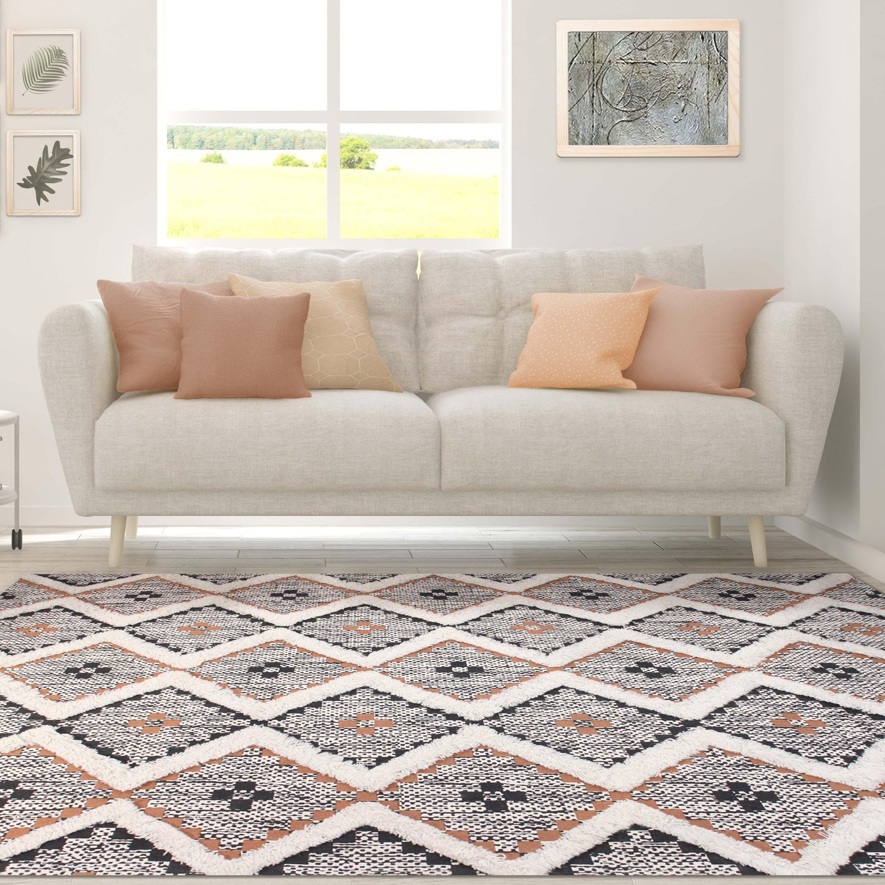 Taluah Cotton Wool Blend Geometric Indoor Area Rug Or Door Mat