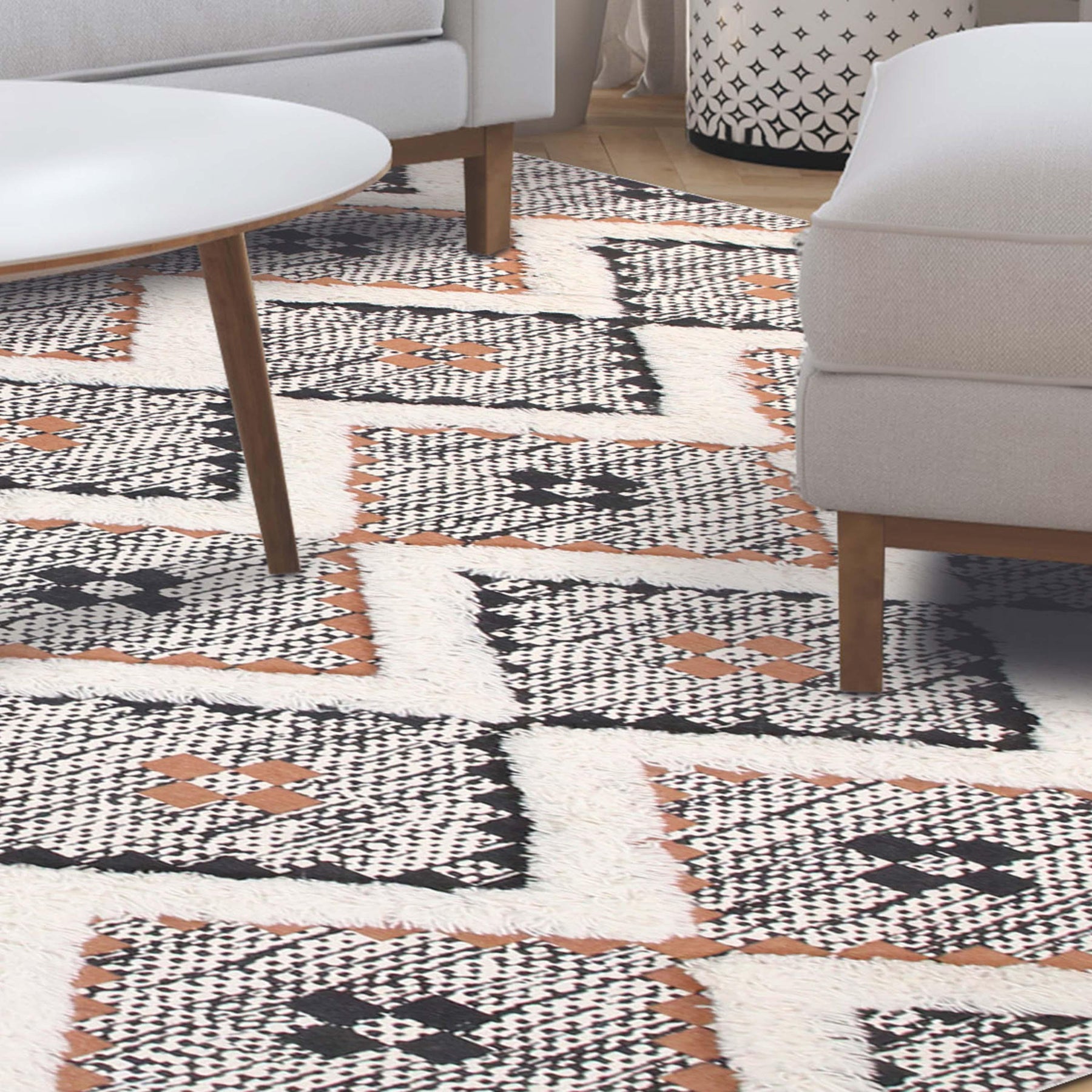 Taluah Cotton Wool Blend Geometric Indoor Area Rug Or Door Mat