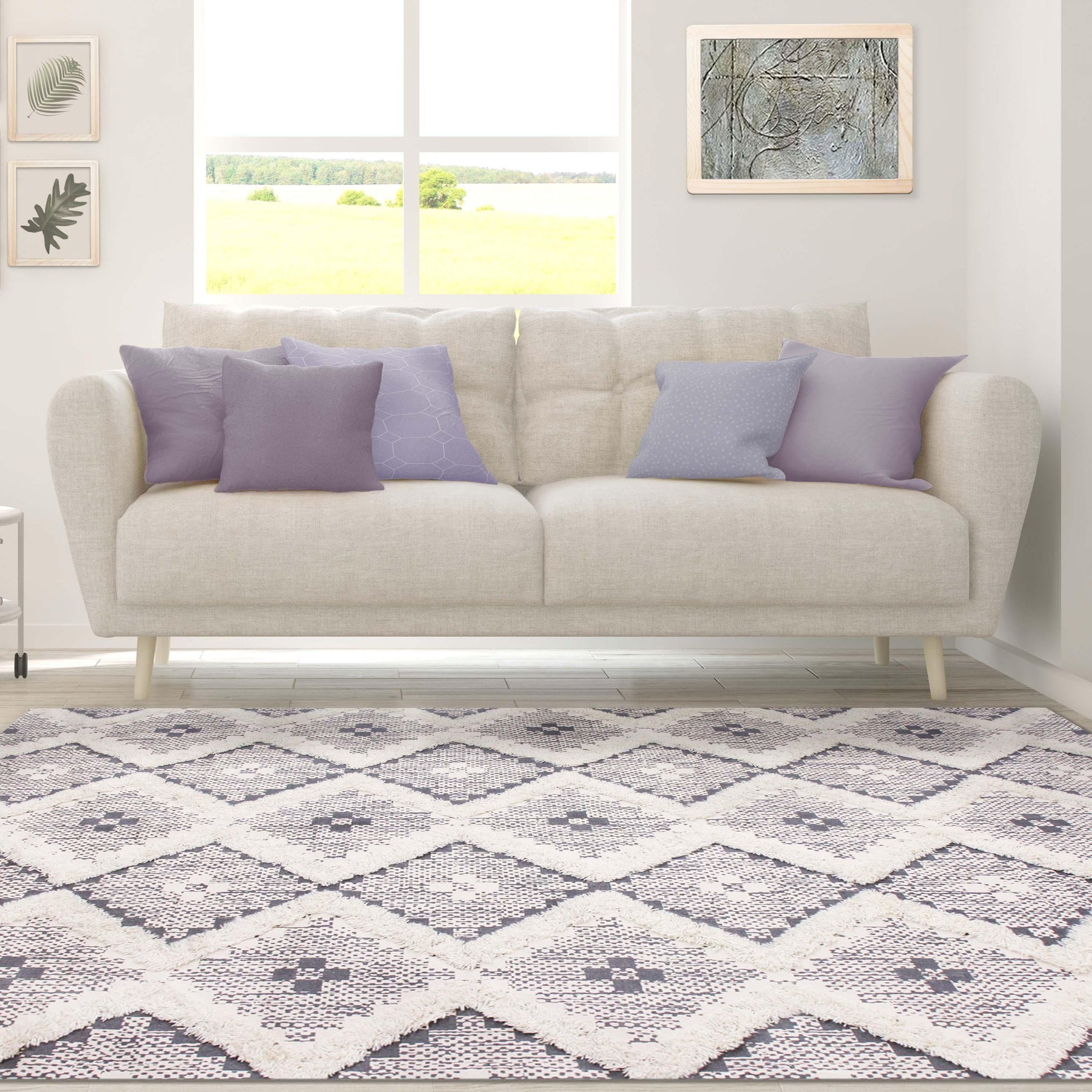 Taluah Cotton Wool Blend Geometric Indoor Area Rug Or Door Mat