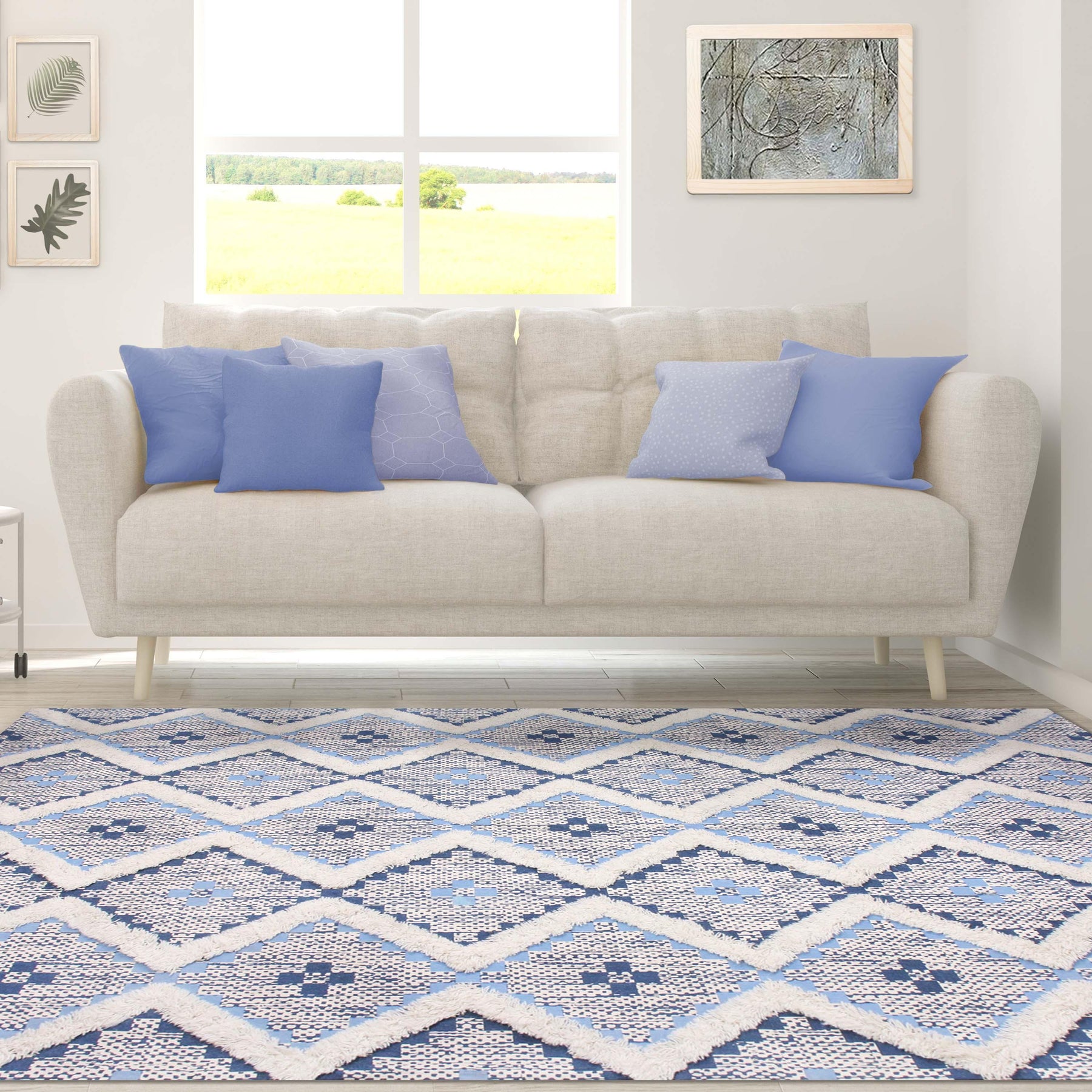 Taluah Cotton Wool Blend Geometric Indoor Area Rug Or Door Mat