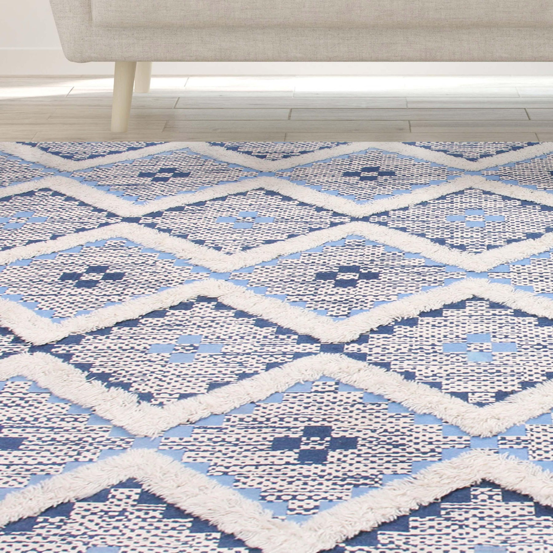 Taluah Cotton Wool Blend Geometric Indoor Area Rug Or Door Mat