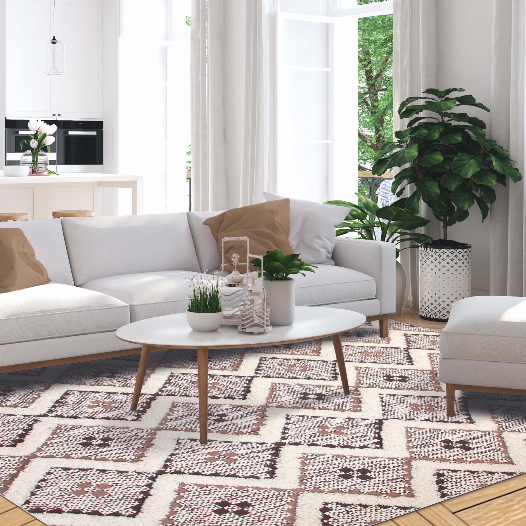 Taluah Cotton Wool Blend Geometric Indoor Area Rug Or Door Mat