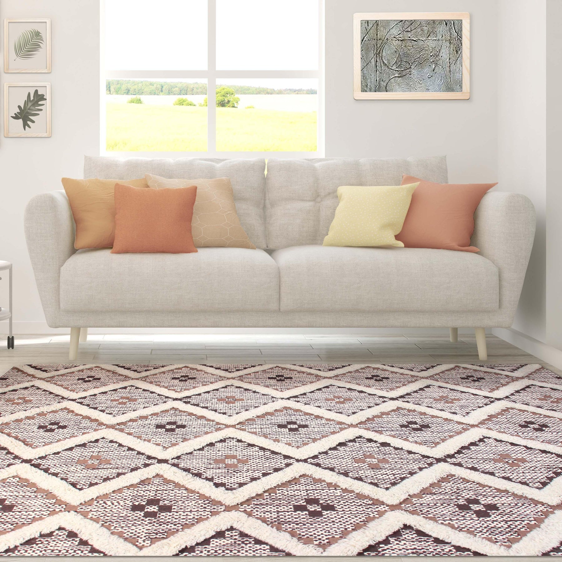 Taluah Cotton Wool Blend Geometric Indoor Area Rug Or Door Mat