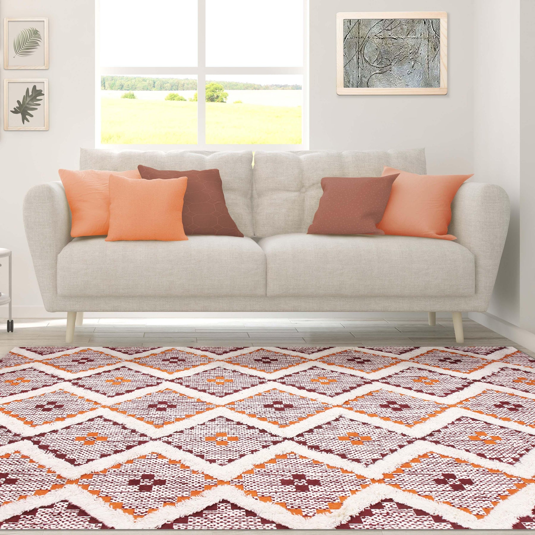 Taluah Cotton Wool Blend Geometric Indoor Area Rug Or Door Mat