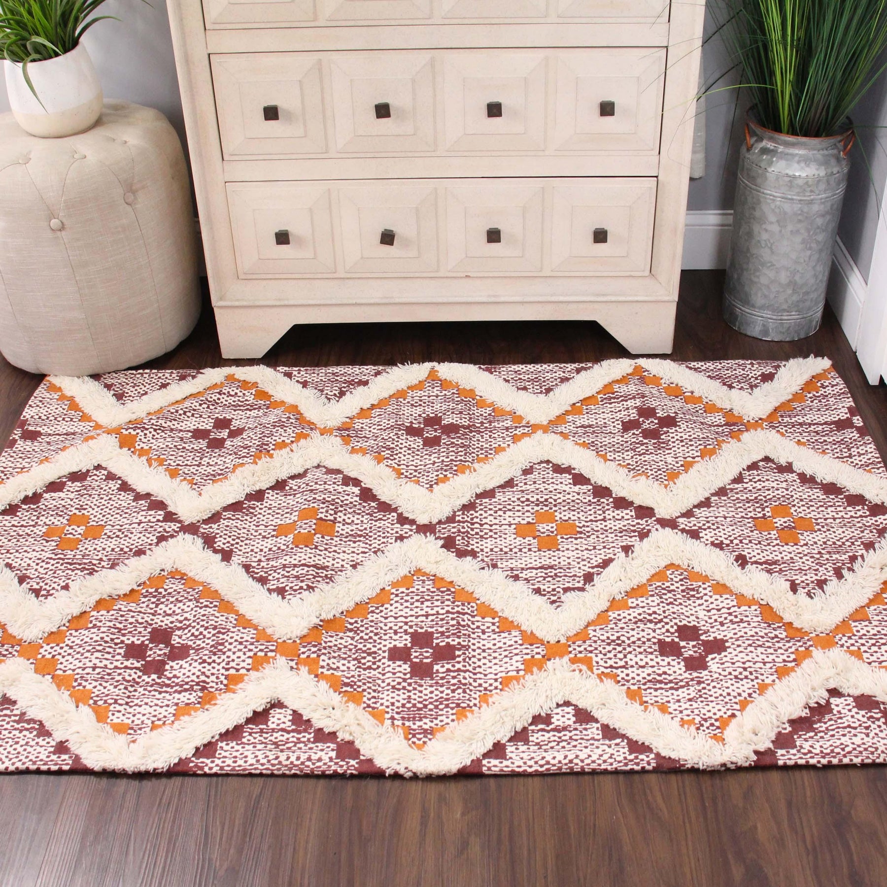 Taluah Cotton Wool Blend Geometric Indoor Area Rug Or Door Mat