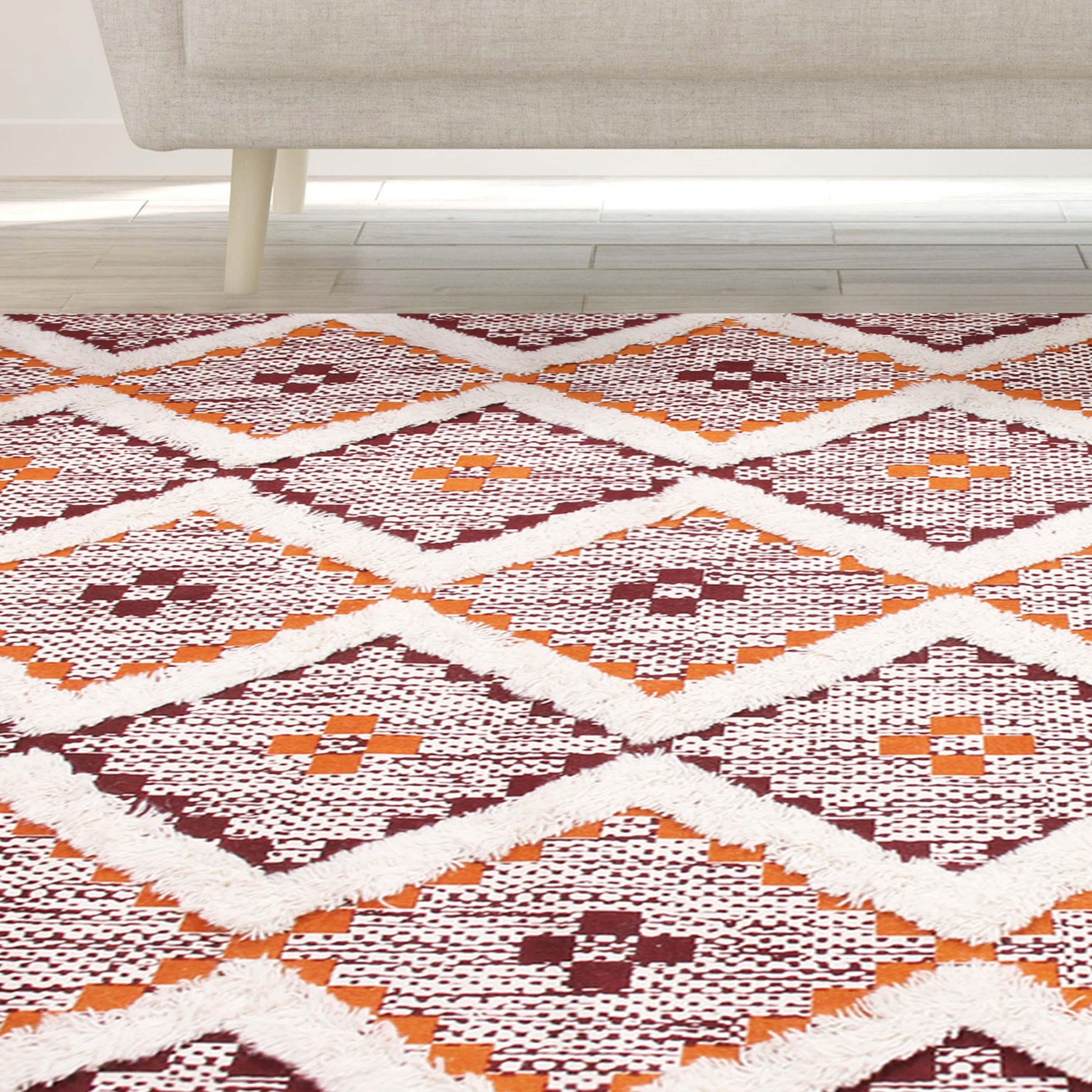 Taluah Cotton Wool Blend Geometric Indoor Area Rug Or Door Mat