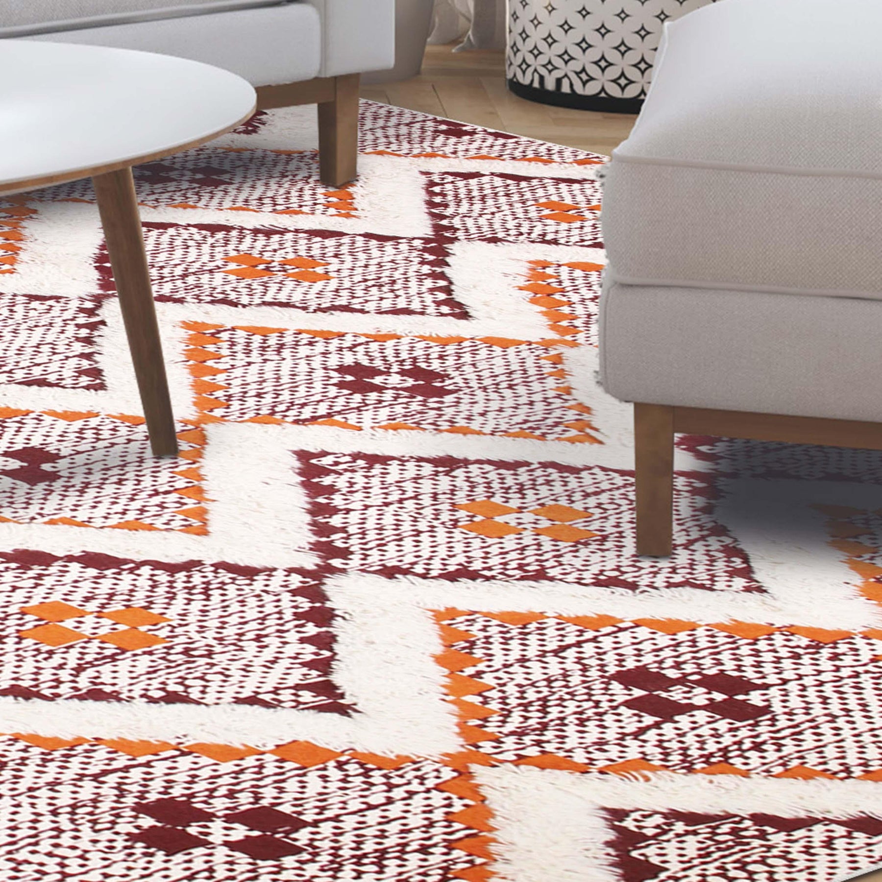 Taluah Cotton Wool Blend Geometric Indoor Area Rug Or Door Mat