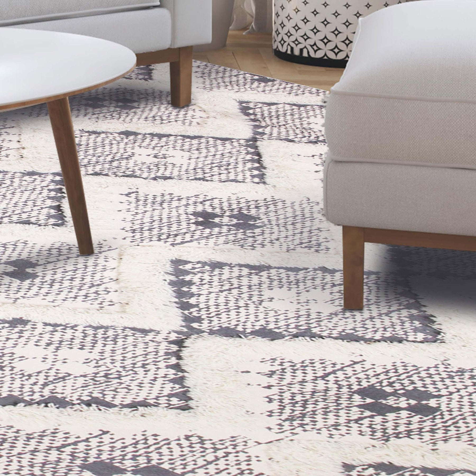Taluah Cotton Wool Blend Geometric Indoor Area Rug Or Door Mat