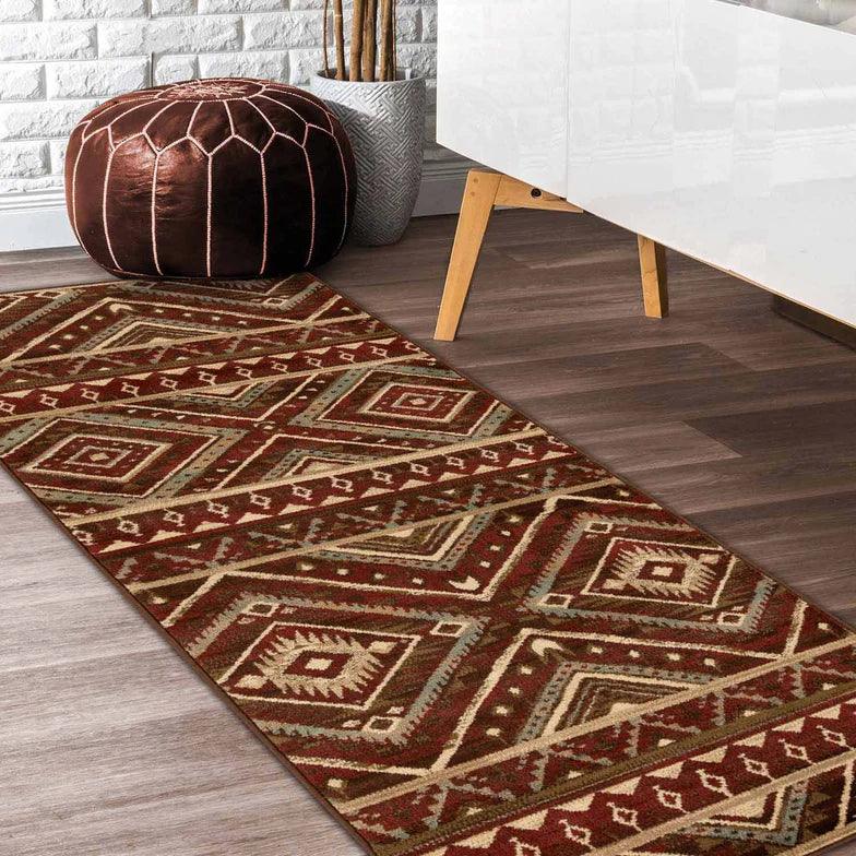 Tampa Southwestern Rustic Medallion Indoor Area Rug or Runner Rug