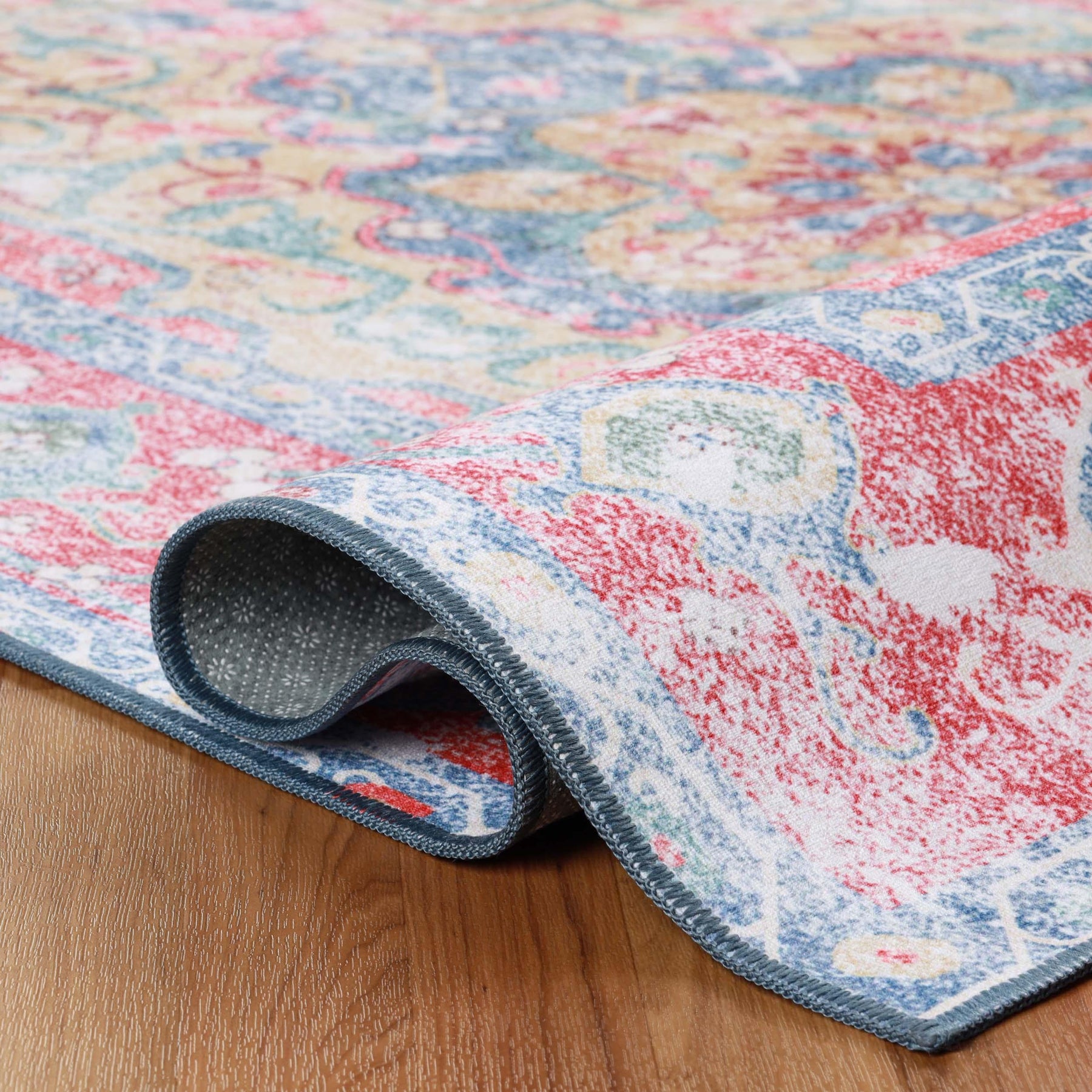 Tanager Rustic Medallion Non-Slip Washable Indoor Area Rug
