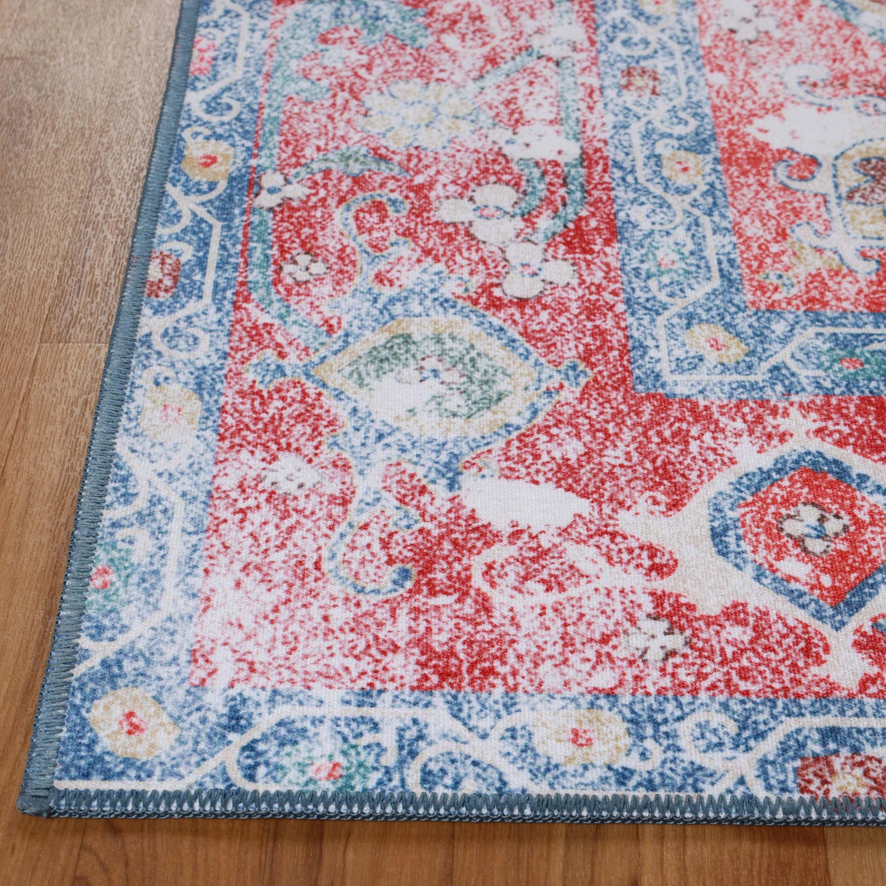 Tanager Rustic Medallion Non-Slip Washable Indoor Area Rug