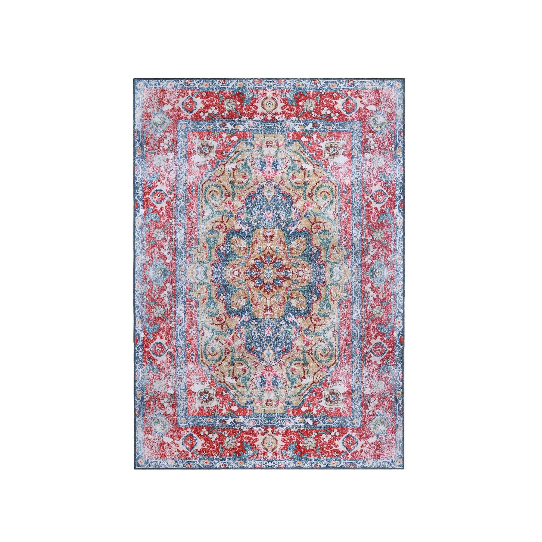Tanager Rustic Medallion Non-Slip Washable Indoor Area Rug